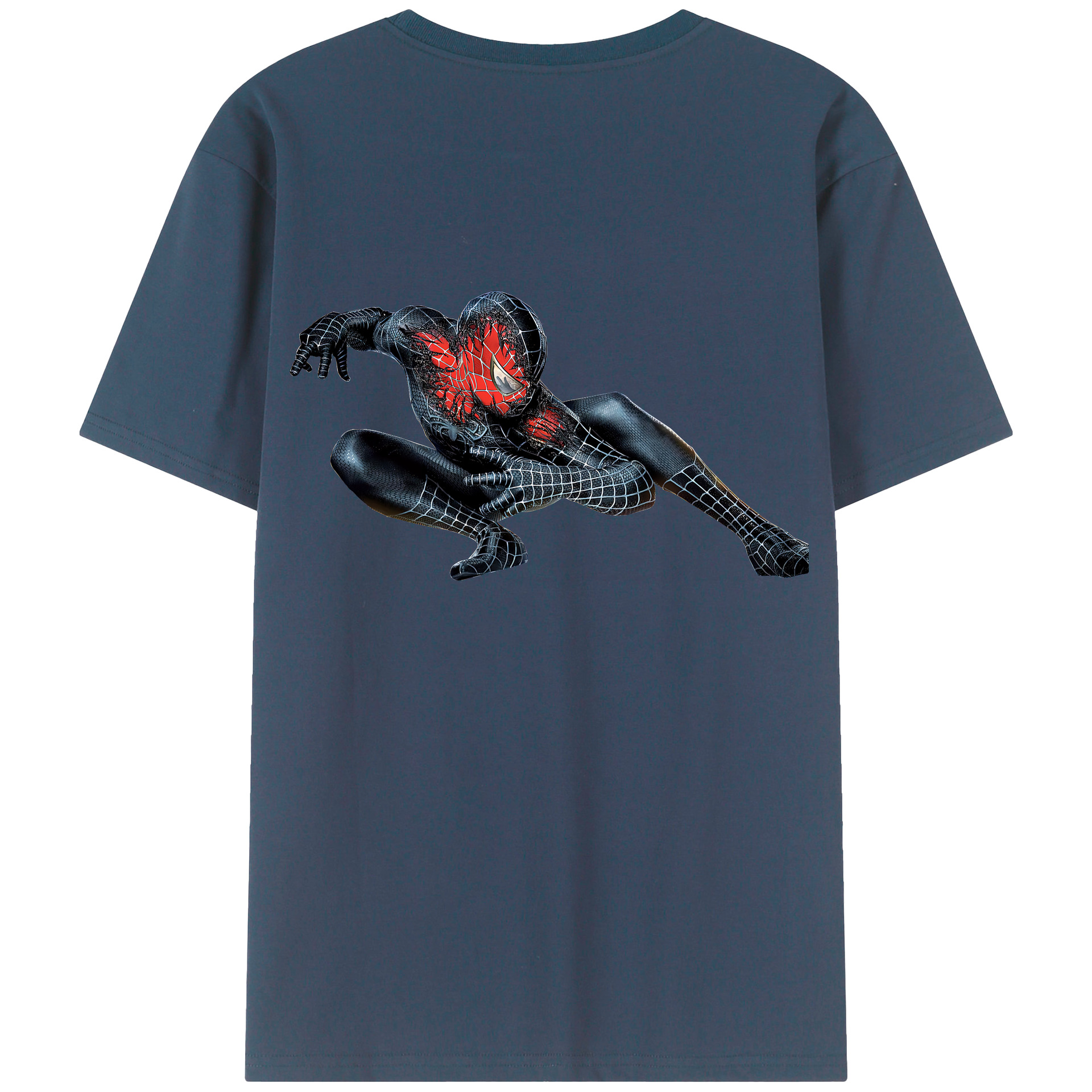 （画像用） Spider Man スパイダーマン 綿100％ メンズ半袖Tシャツ（バックプリント） 通気性