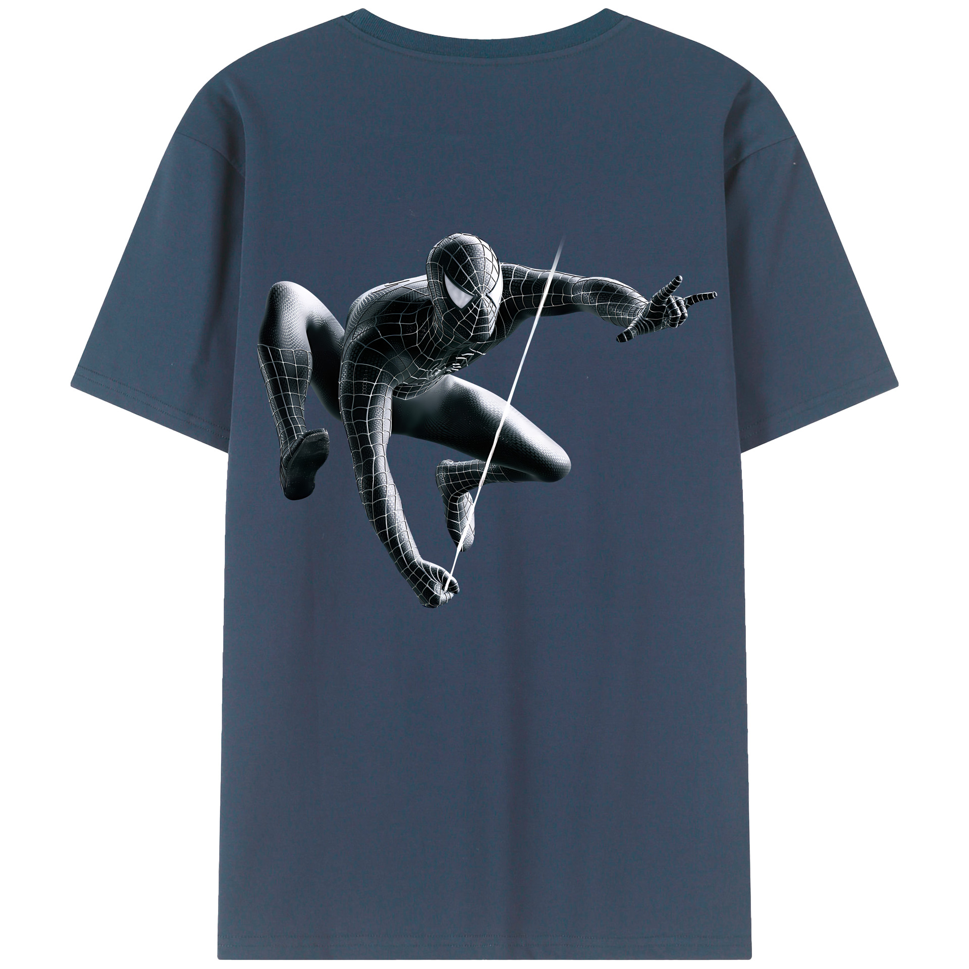 （画像用） Spider Man スパイダーマン 綿100％ メンズ半袖Tシャツ（バックプリント） 通気性
