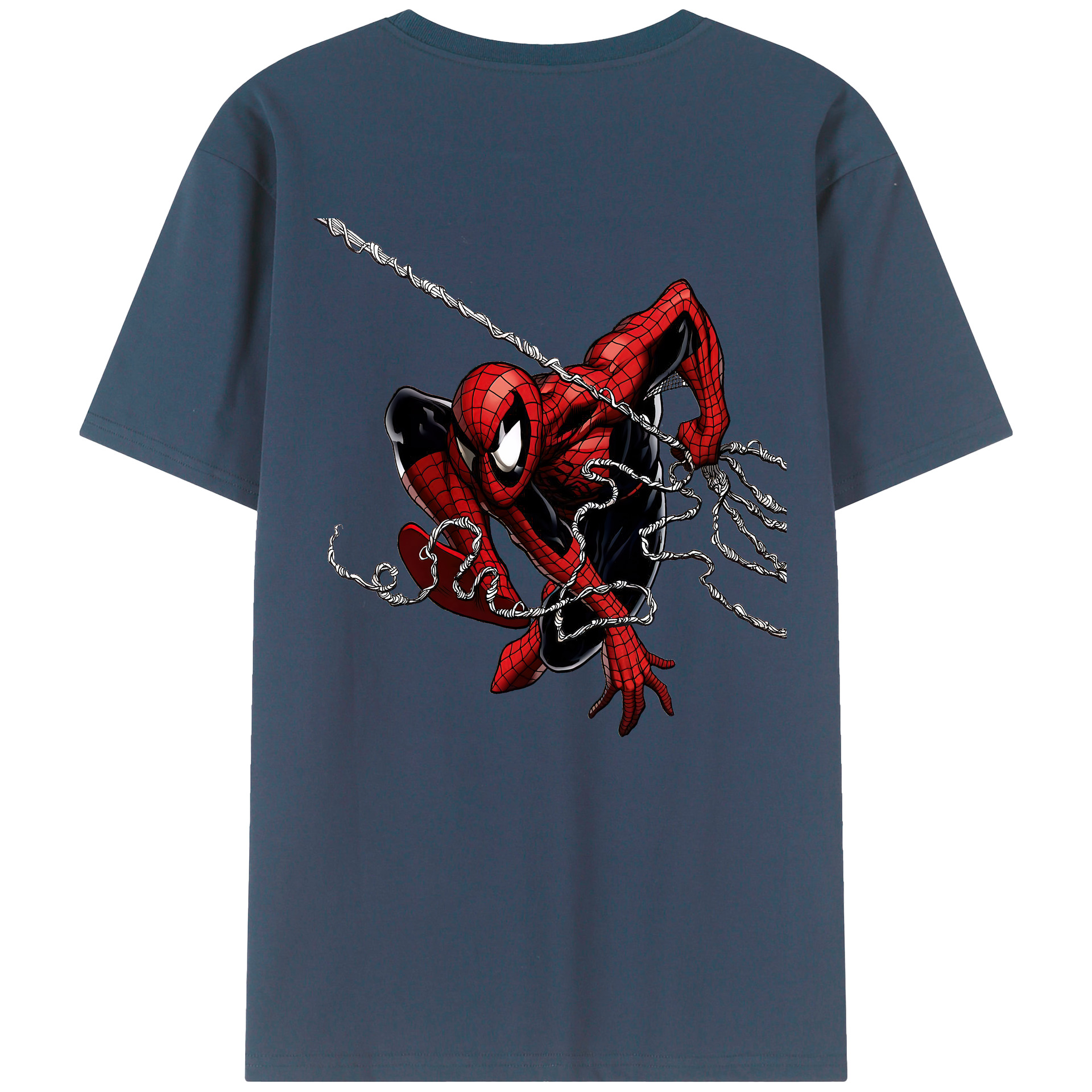 （画像用） Spider Man スパイダーマン 綿100％ メンズ半袖Tシャツ（バックプリント） 通気性