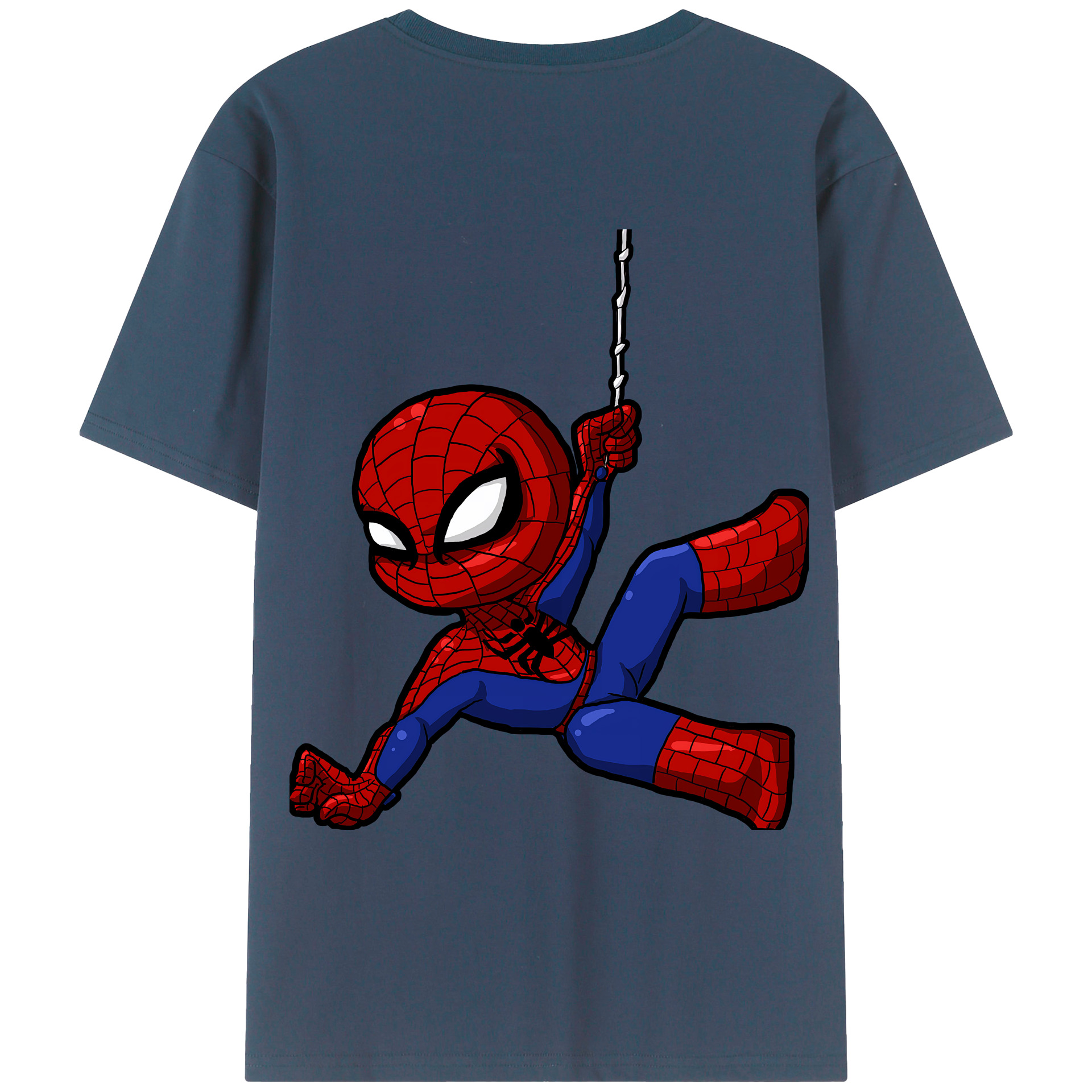 （画像用） Spider Man スパイダーマン 綿100％ メンズ半袖Tシャツ（バックプリント） 通気性