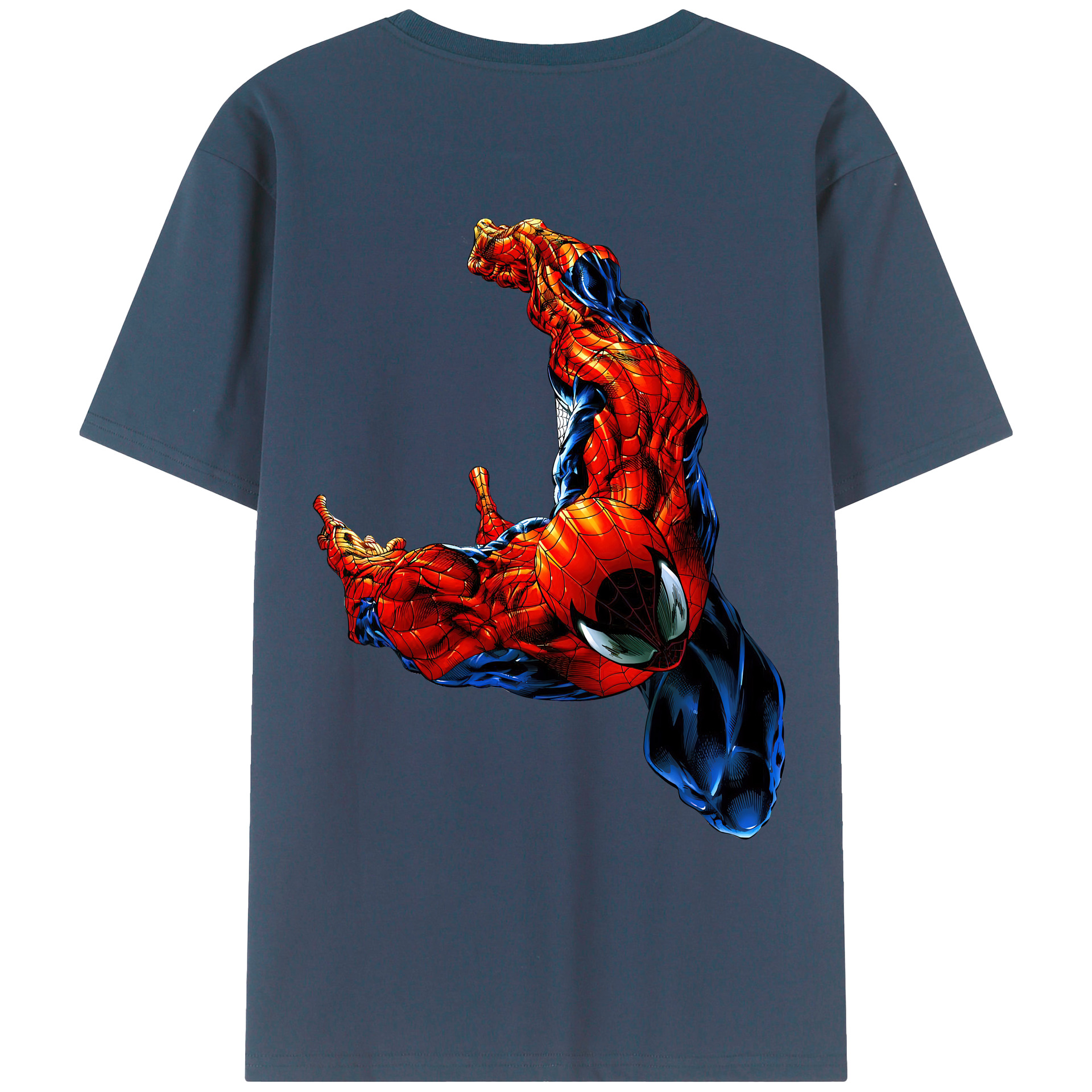 （画像用） Spider Man スパイダーマン 綿100％ メンズ半袖Tシャツ（バックプリント） 通気性