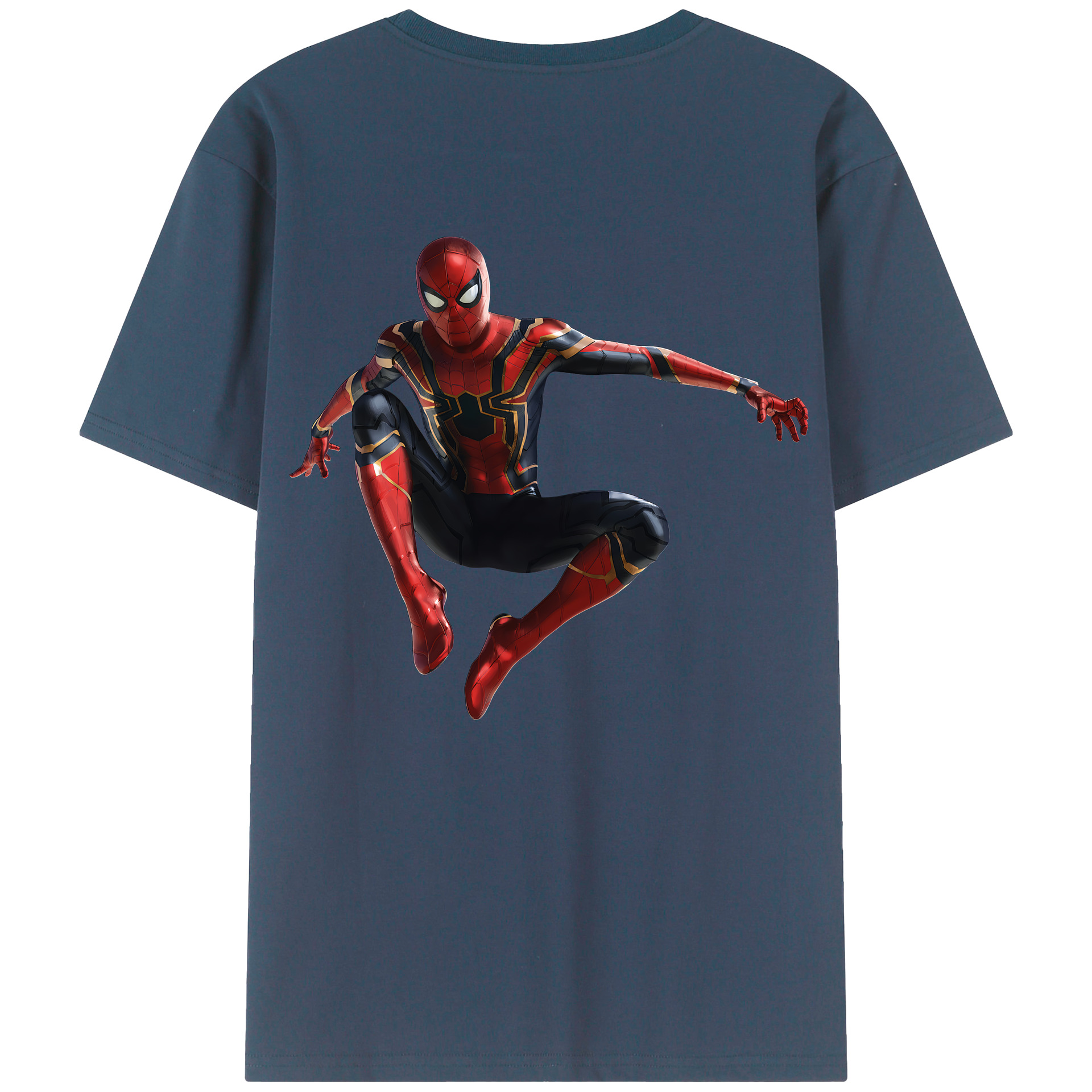 （画像用） Spider Man スパイダーマン 綿100％ メンズ半袖Tシャツ（バックプリント） 通気性