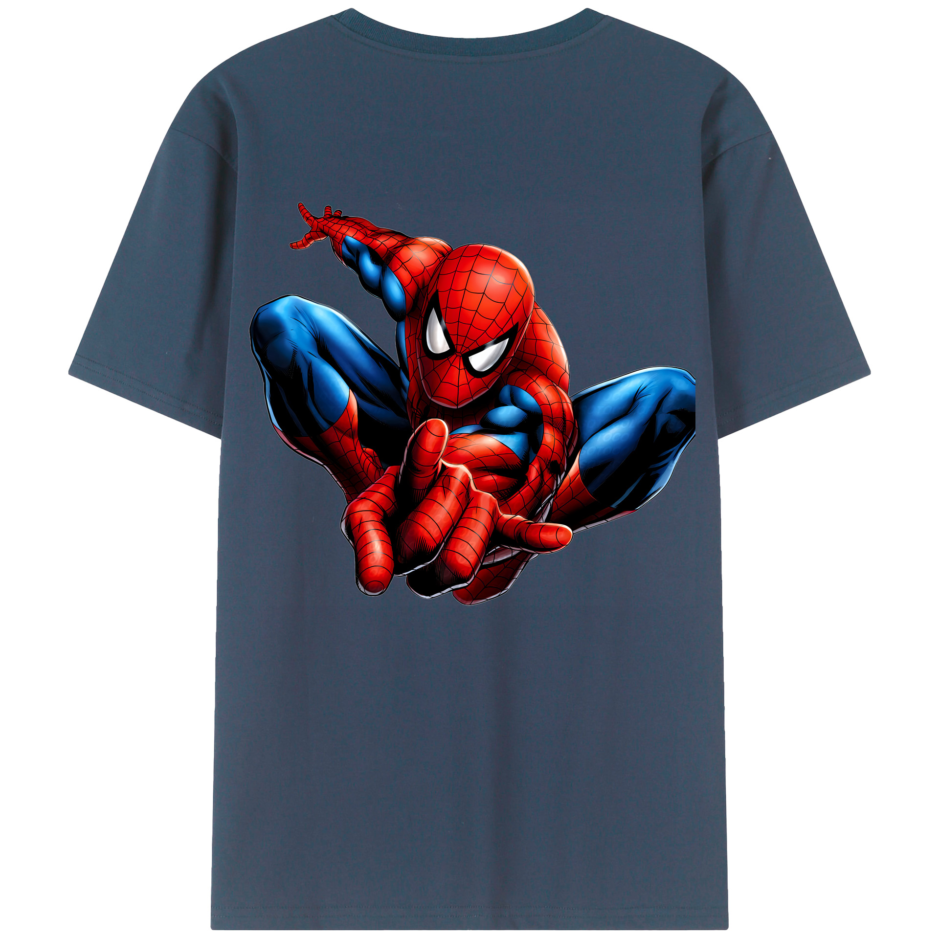 （画像用） Spider Man スパイダーマン 綿100％ メンズ半袖Tシャツ（バックプリント） 通気性