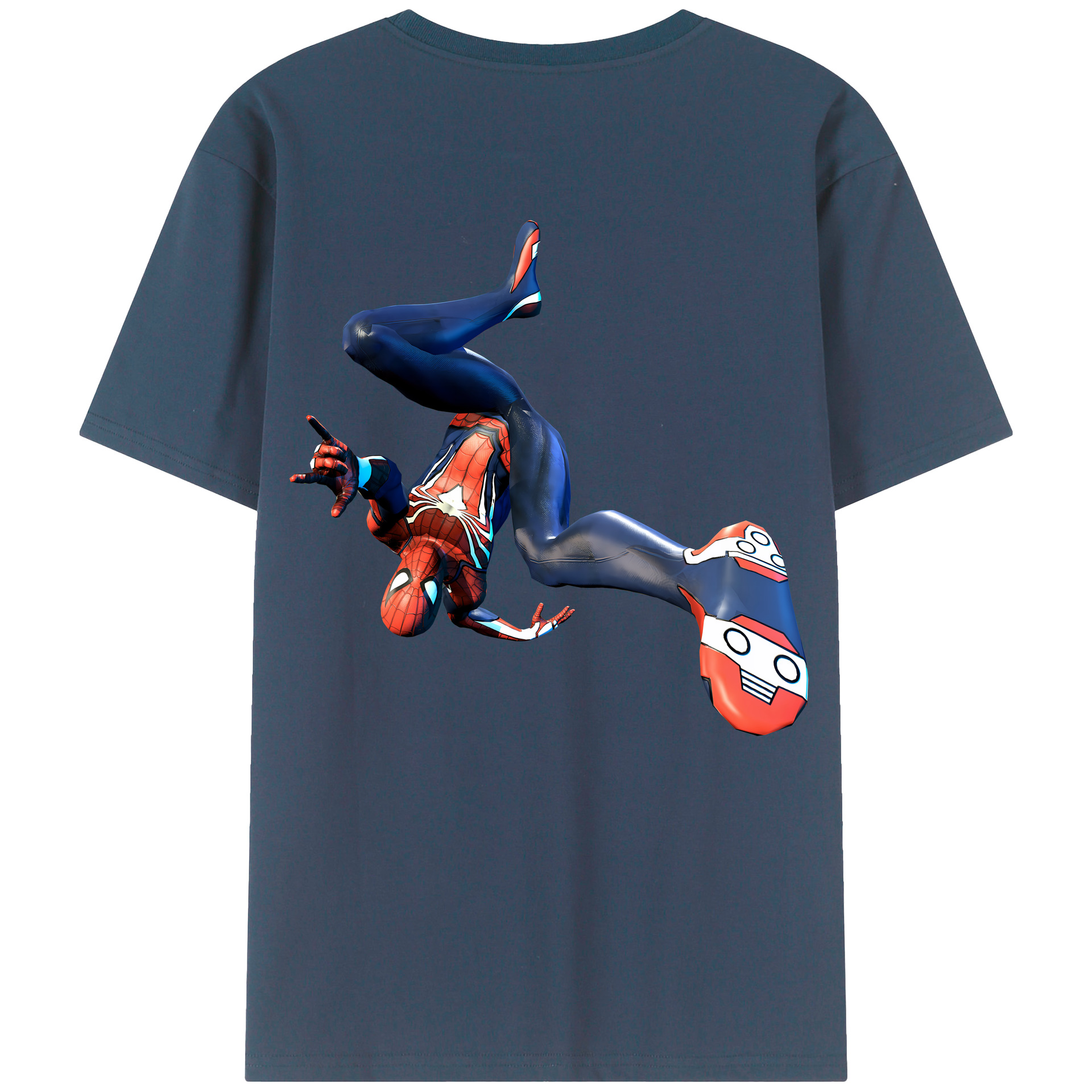 （画像用） Spider Man スパイダーマン 綿100％ メンズ半袖Tシャツ（バックプリント） 通気性