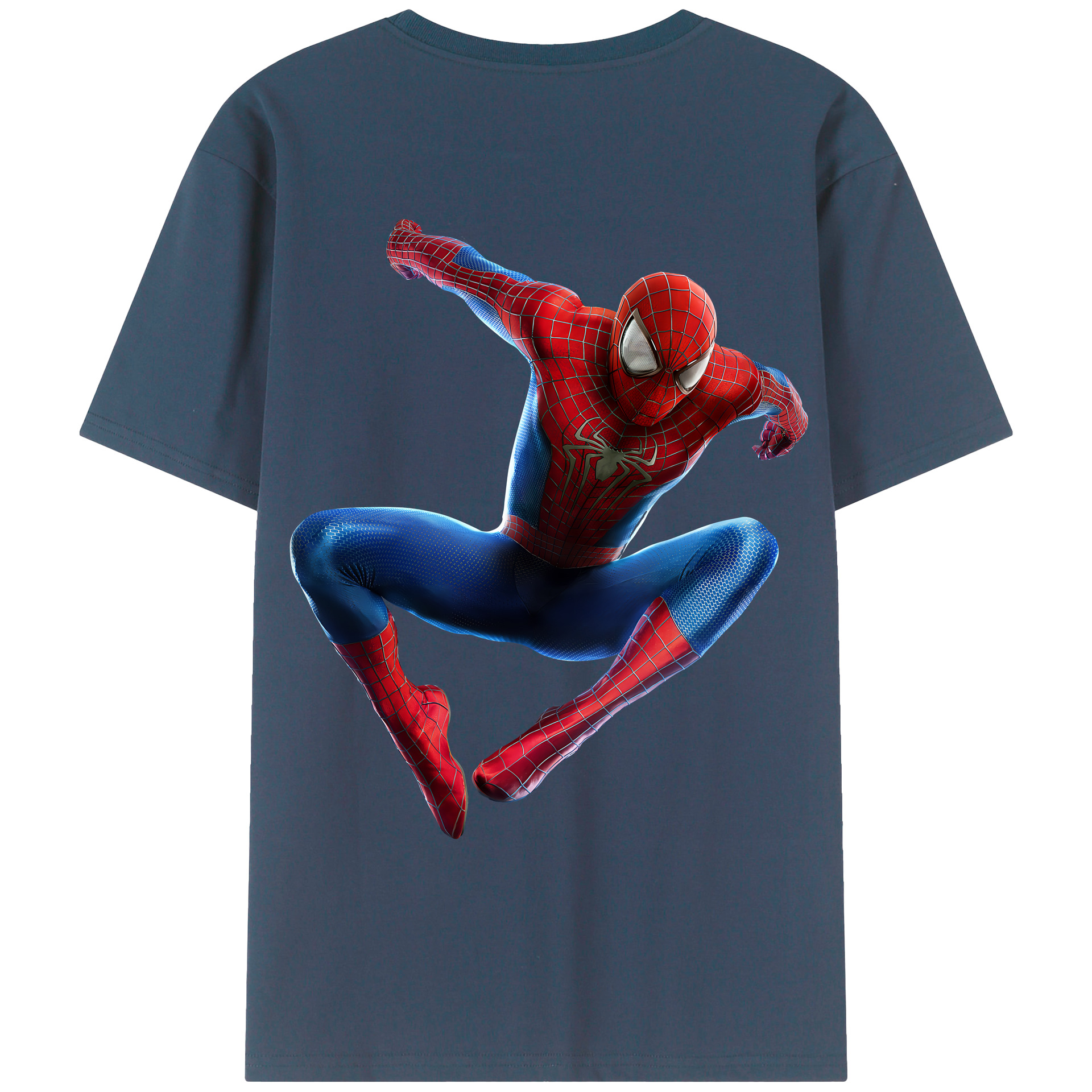 （画像用） Spider Man スパイダーマン 綿100％ メンズ半袖Tシャツ（バックプリント） 通気性