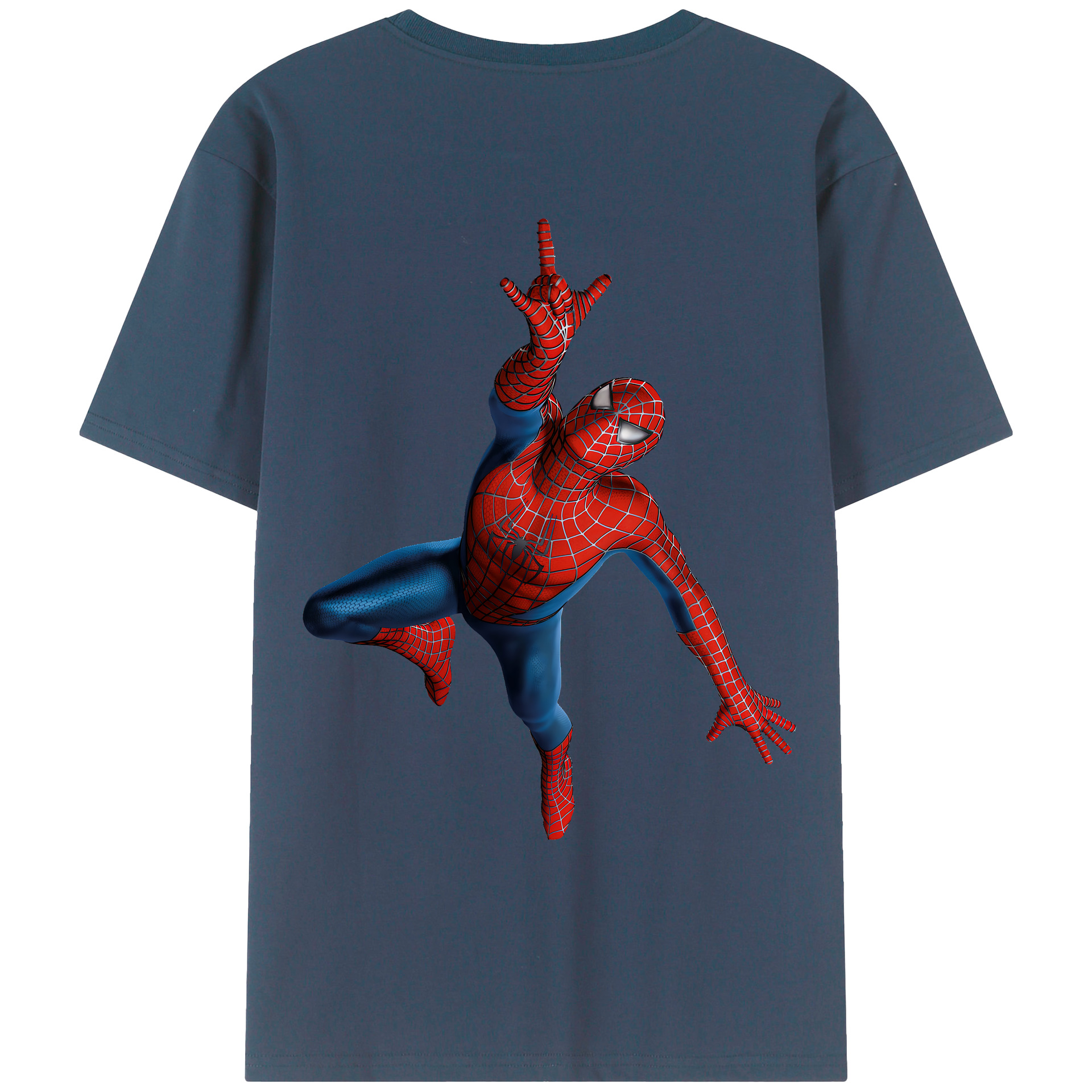 （画像用） Spider Man スパイダーマン 綿100％ メンズ半袖Tシャツ（バックプリント） 通気性