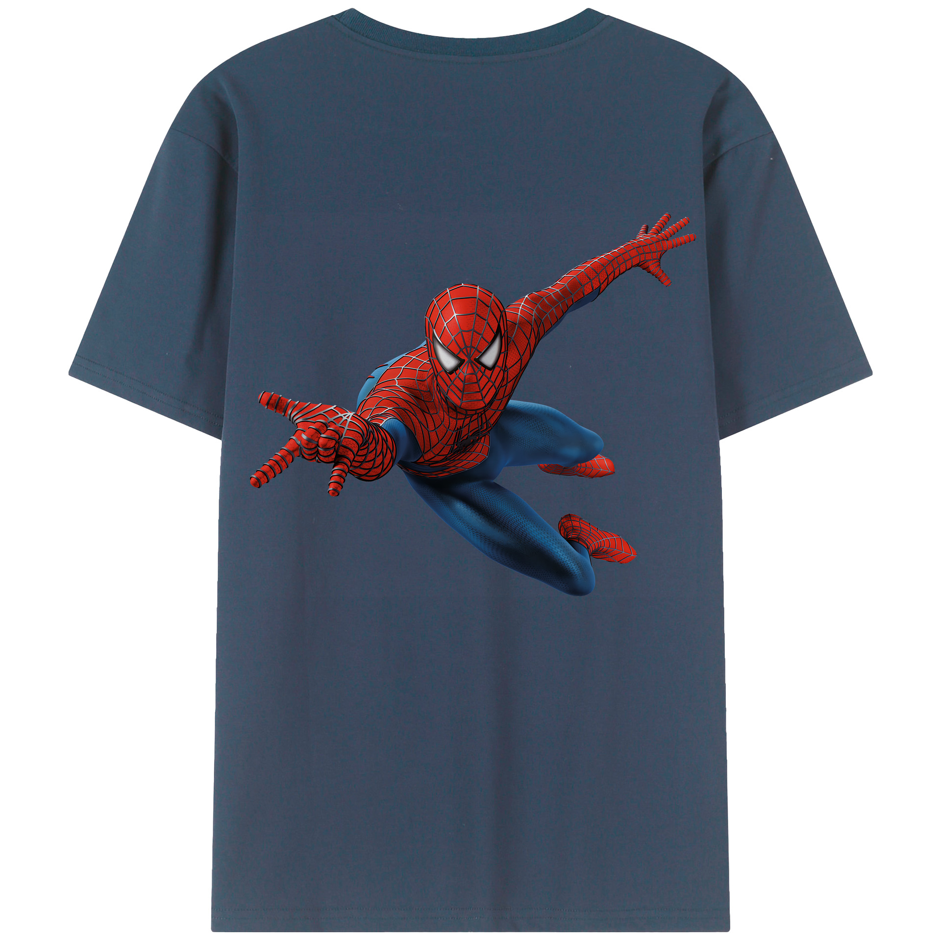 （画像用） Spider Man スパイダーマン 綿100％ メンズ半袖Tシャツ（バックプリント） 通気性