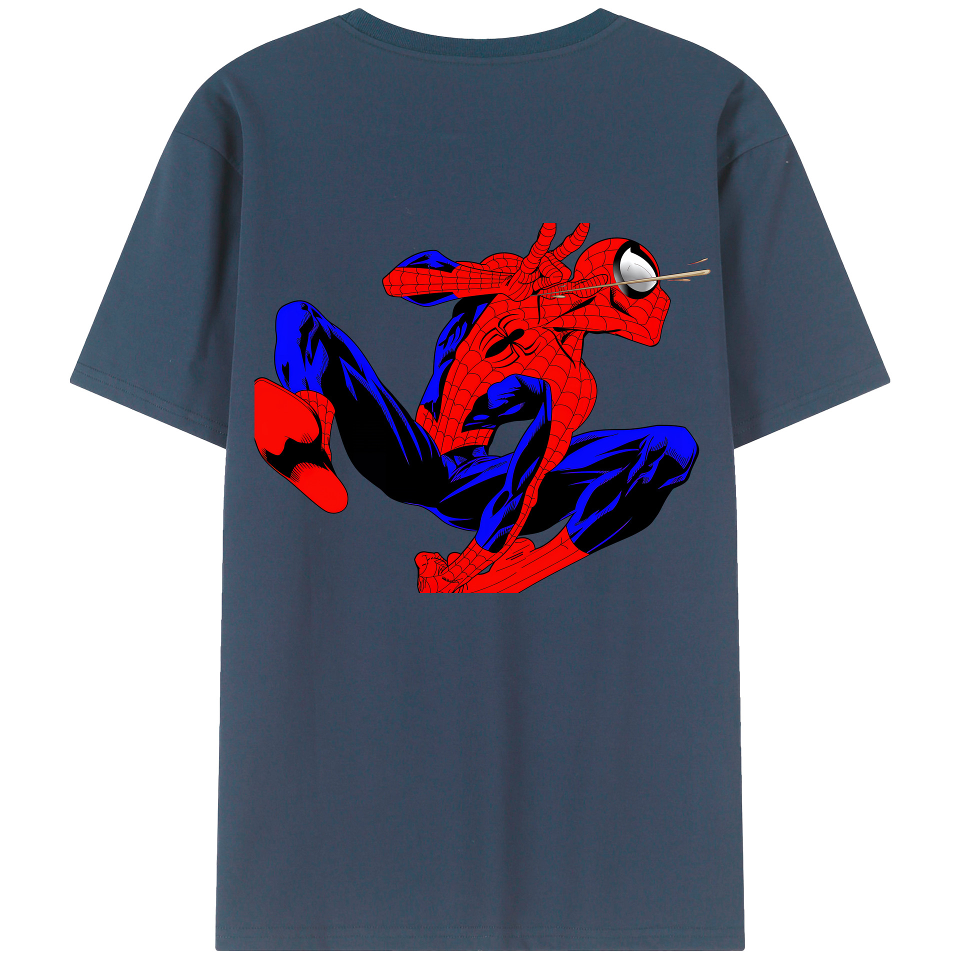 （画像用） Spider Man スパイダーマン 綿100％ メンズ半袖Tシャツ（バックプリント） 通気性