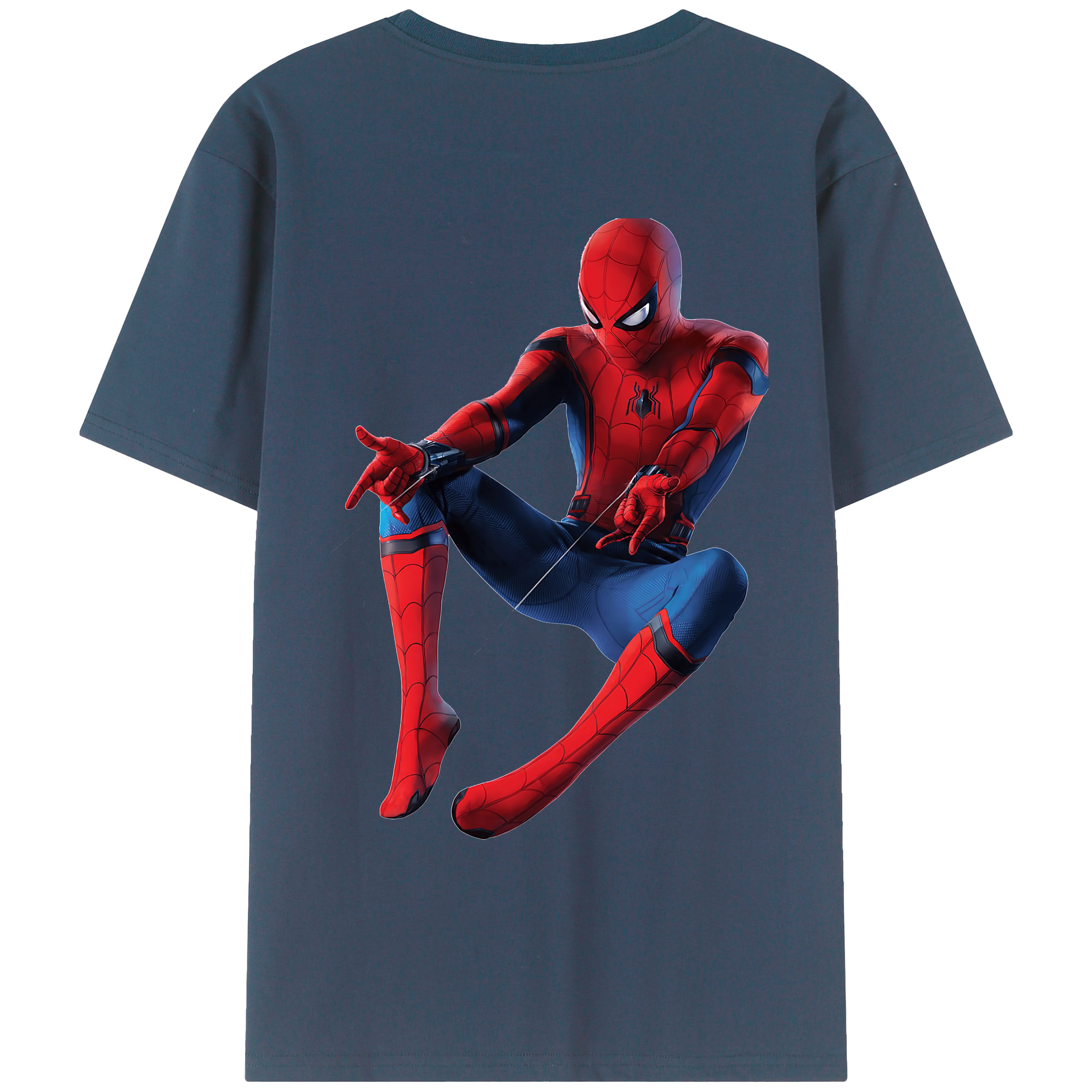（画像用） Spider Man スパイダーマン 綿100％ メンズ半袖Tシャツ（バックプリント） 通気性