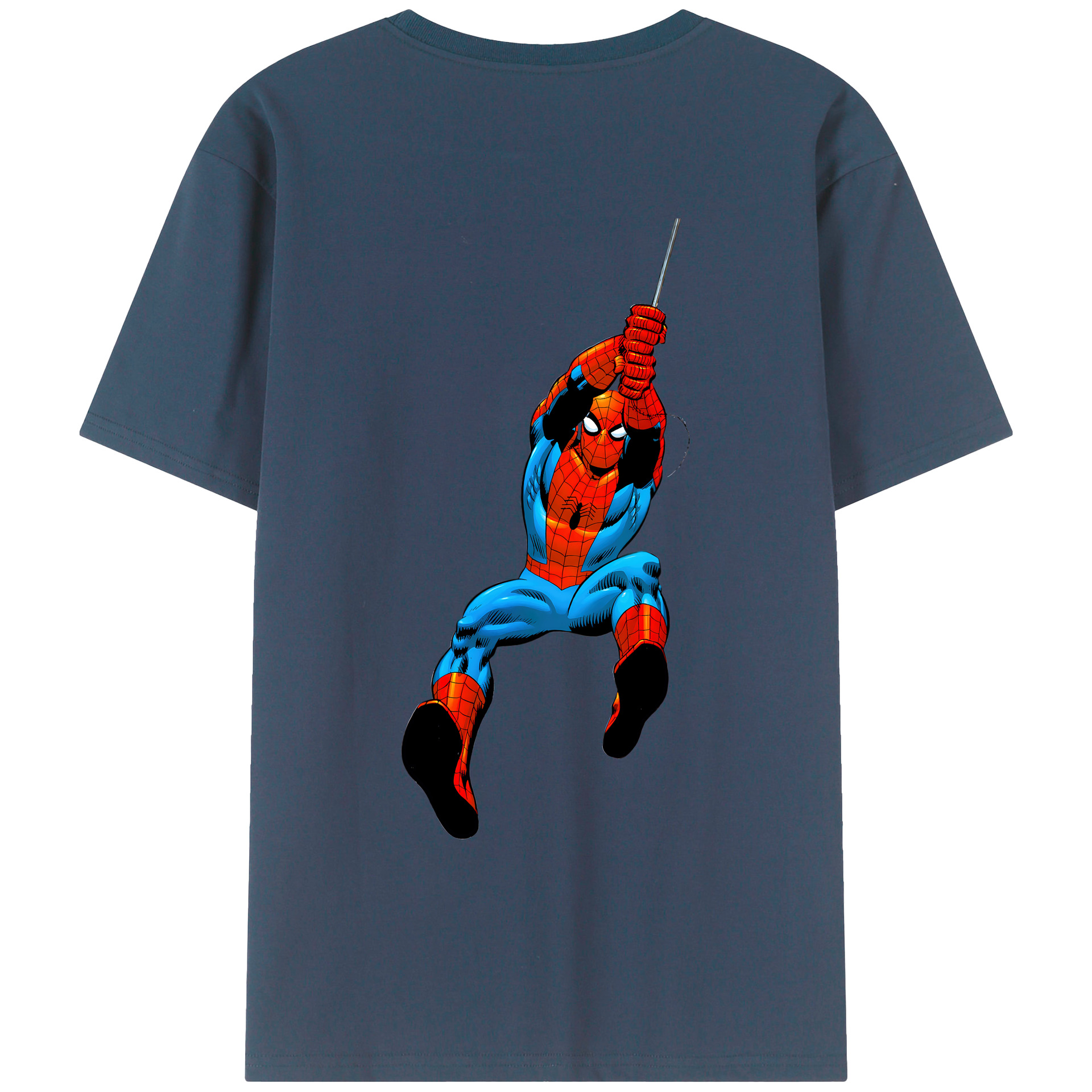 （画像用） Spider Man スパイダーマン 綿100％ メンズ半袖Tシャツ（バックプリント） 通気性