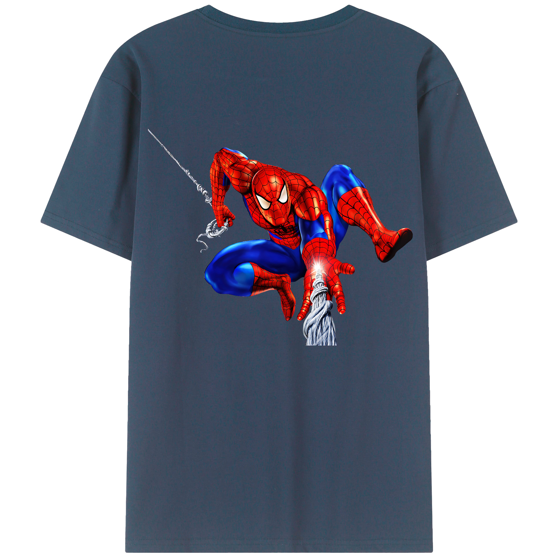 （画像用） Spider Man スパイダーマン 綿100％ メンズ半袖Tシャツ（バックプリント） 通気性