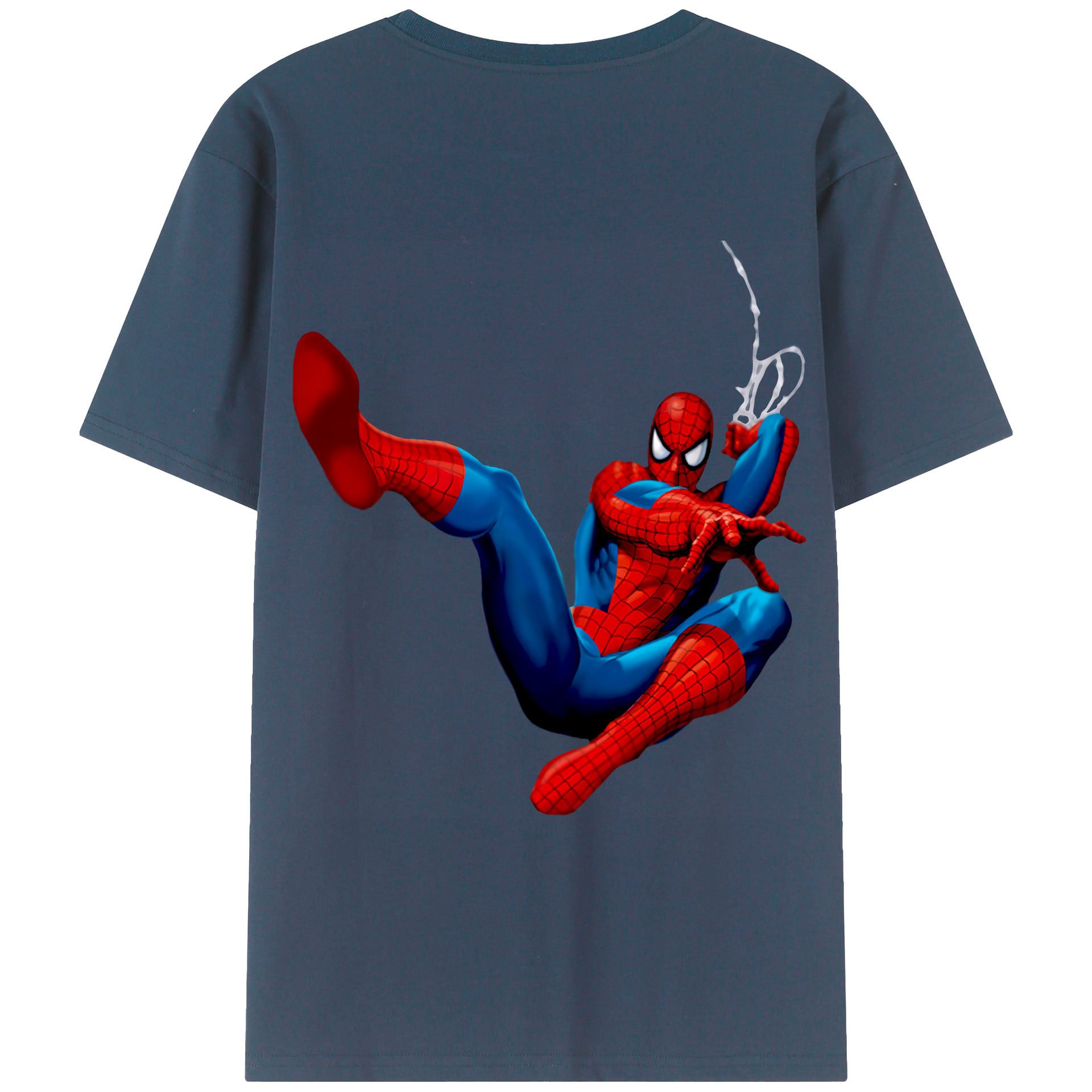 （画像用） Spider Man スパイダーマン 綿100％ メンズ半袖Tシャツ（バックプリント） 通気性