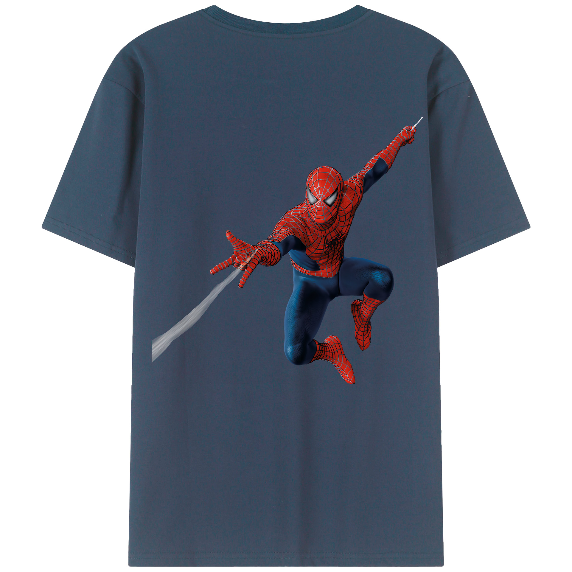 （画像用） Spider Man スパイダーマン 綿100％ メンズ半袖Tシャツ（バックプリント） 通気性