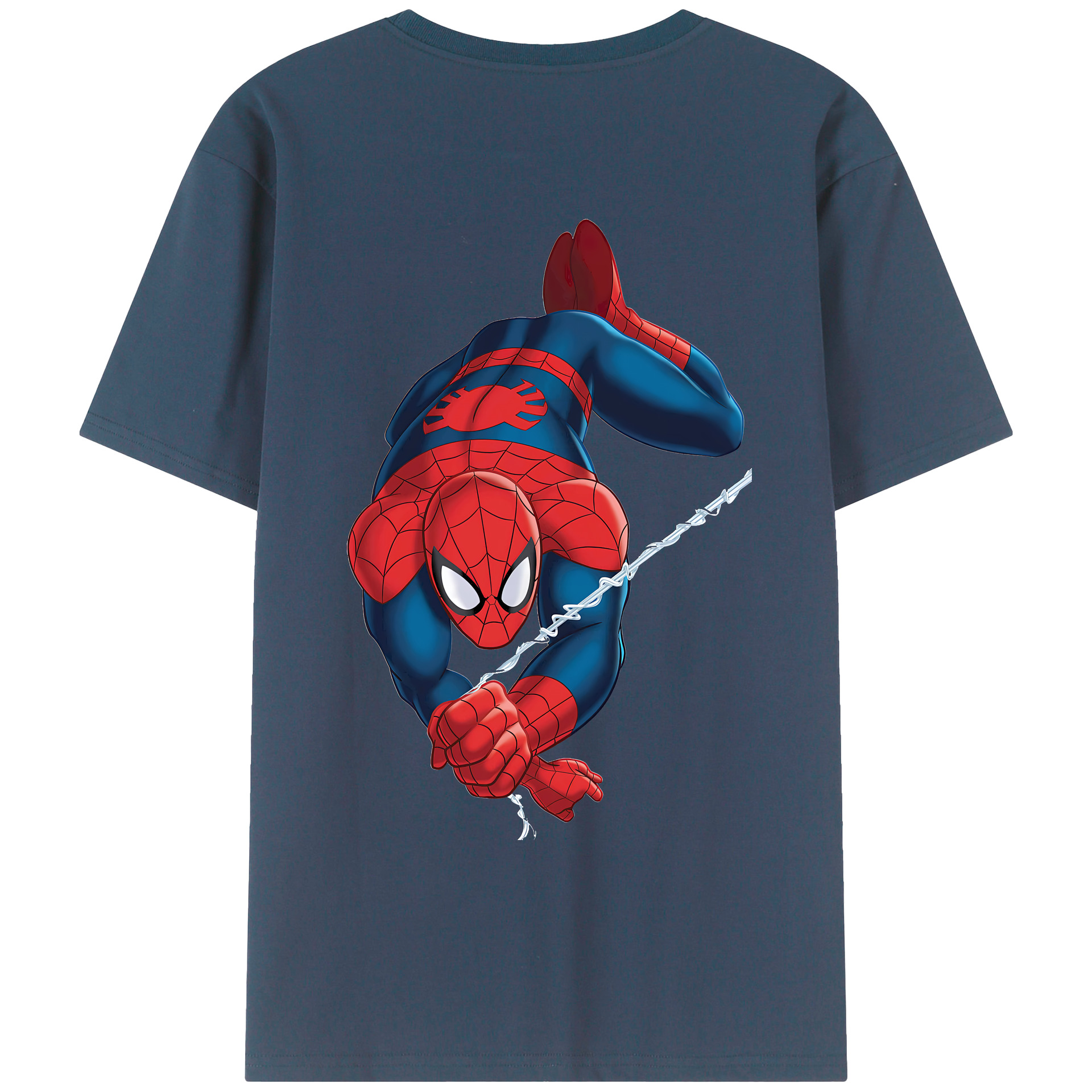 （画像用） Spider Man スパイダーマン 綿100％ メンズ半袖Tシャツ（バックプリント） 通気性