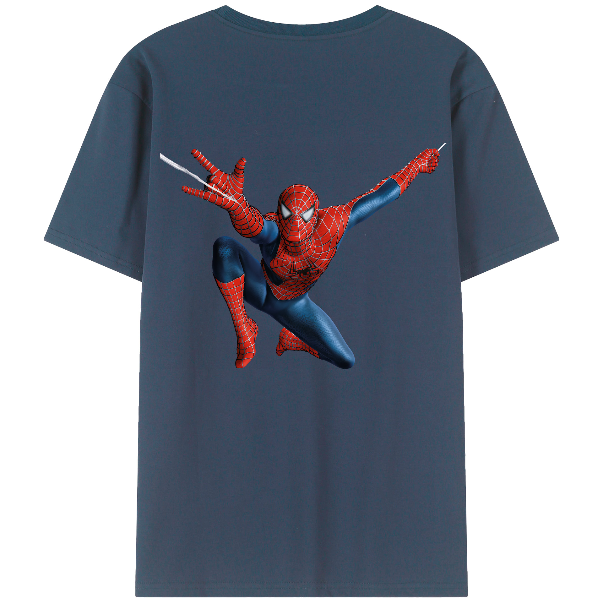 （画像用） Spider Man スパイダーマン 綿100％ メンズ半袖Tシャツ（バックプリント） 通気性
