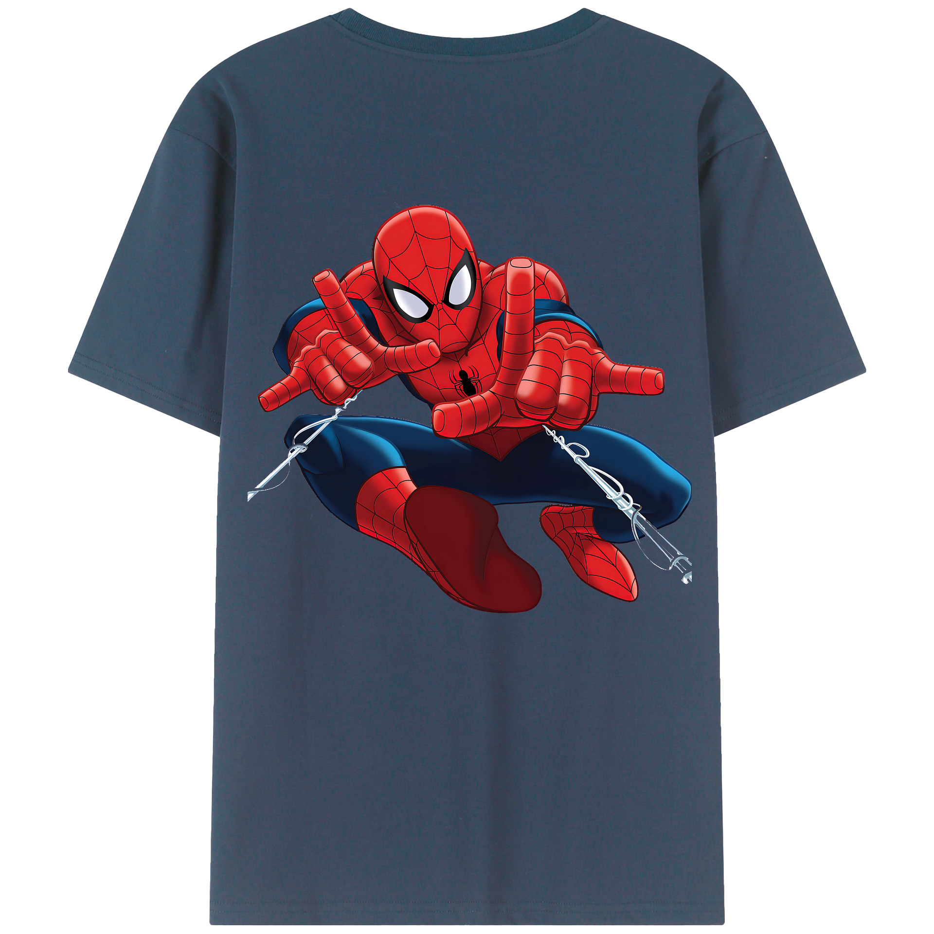 （画像用） Spider Man スパイダーマン 綿100％ メンズ半袖Tシャツ（バックプリント） 通気性