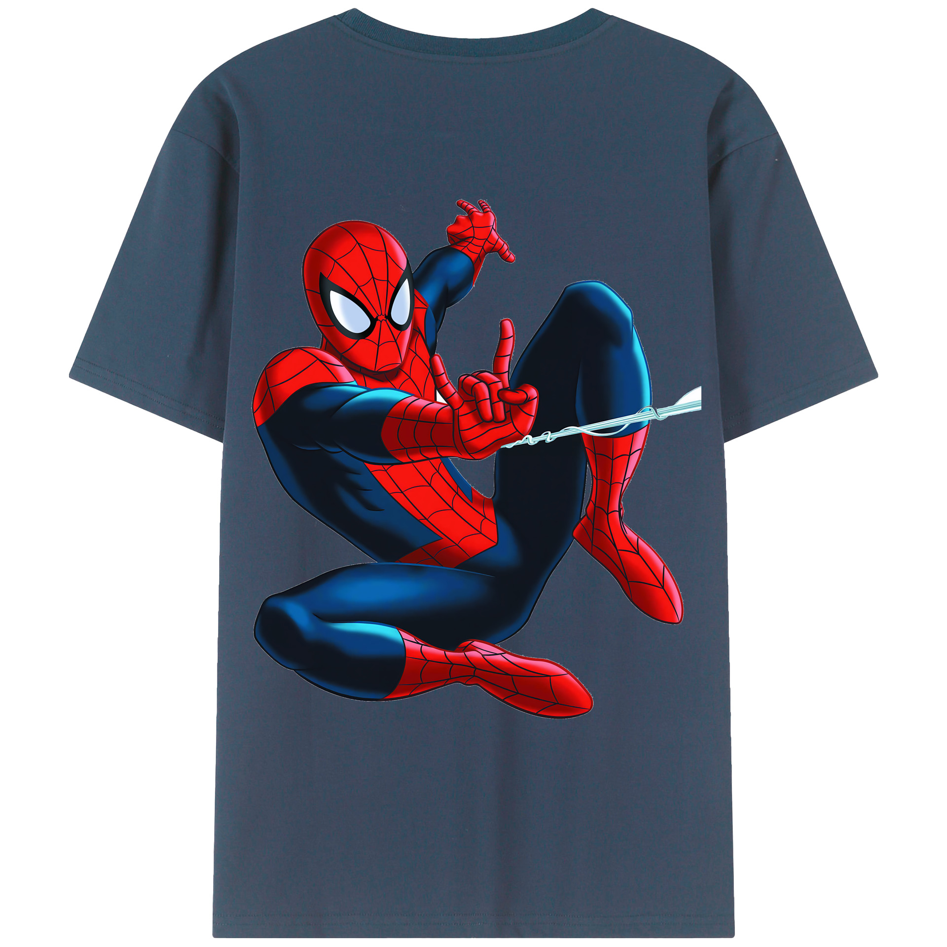 （画像用） Spider Man スパイダーマン 綿100％ メンズ半袖Tシャツ（バックプリント） 通気性