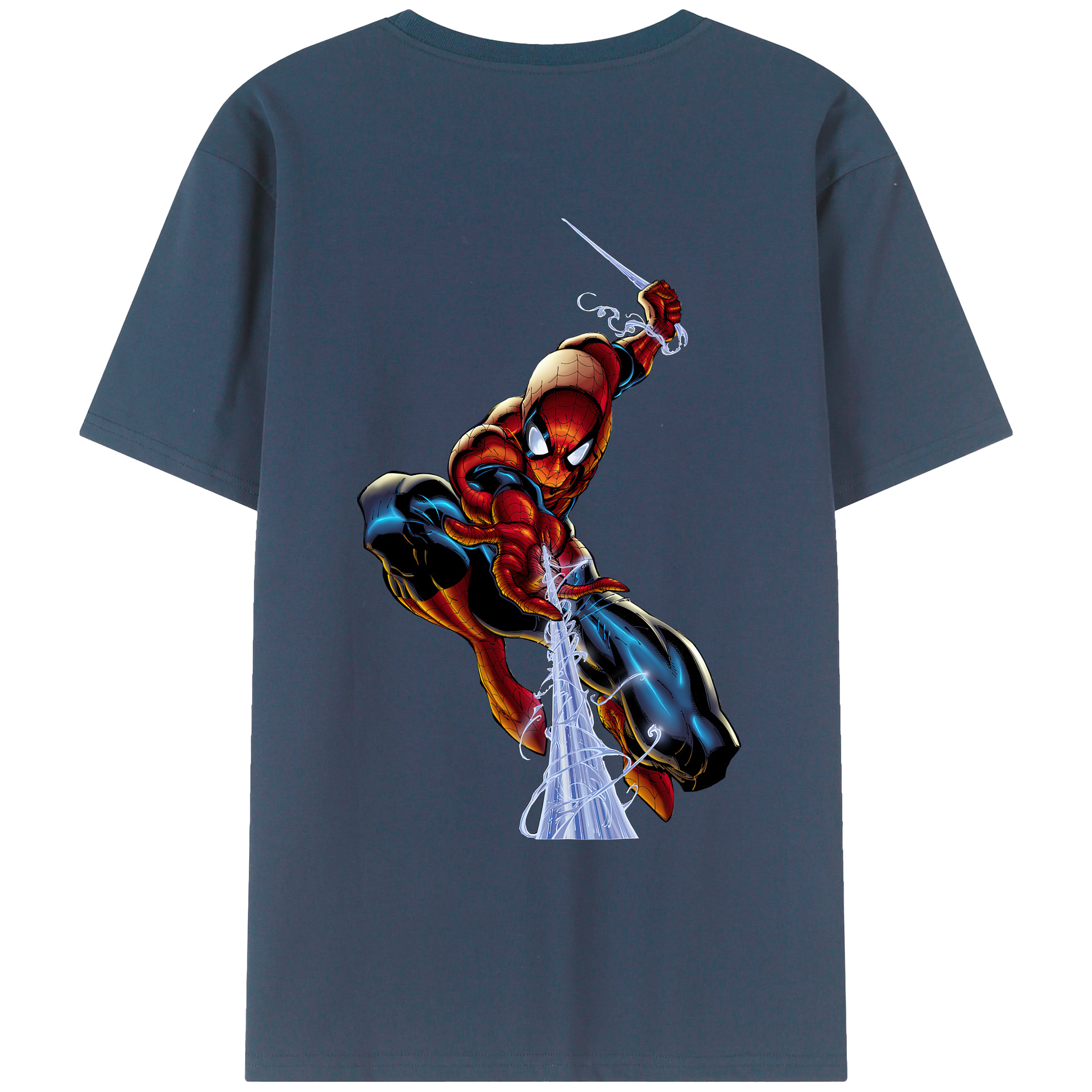 （画像用） Spider Man スパイダーマン 綿100％ メンズ半袖Tシャツ（バックプリント） 通気性