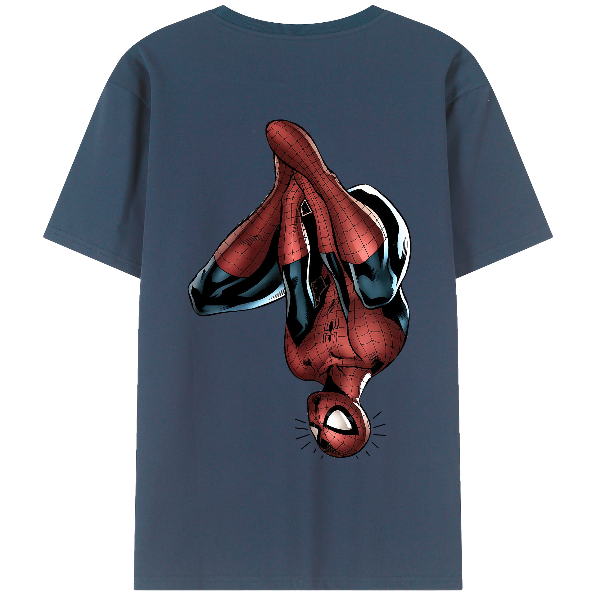 （画像用） Spider Man スパイダーマン 綿100％ メンズ半袖Tシャツ（バックプリント） 通気性