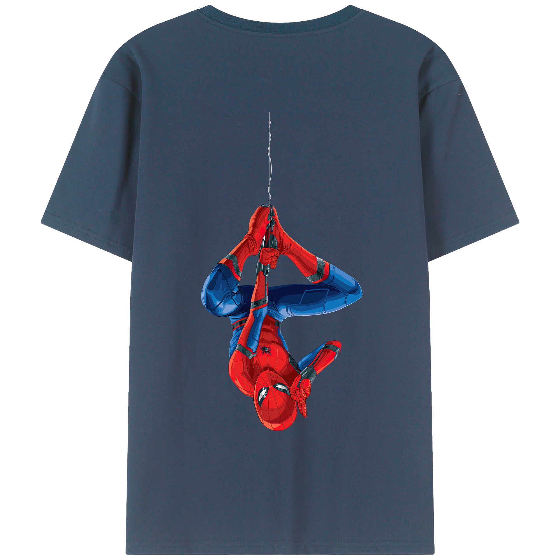 （画像用） Spider Man スパイダーマン 綿100％ メンズ半袖Tシャツ（バックプリント） 通気性