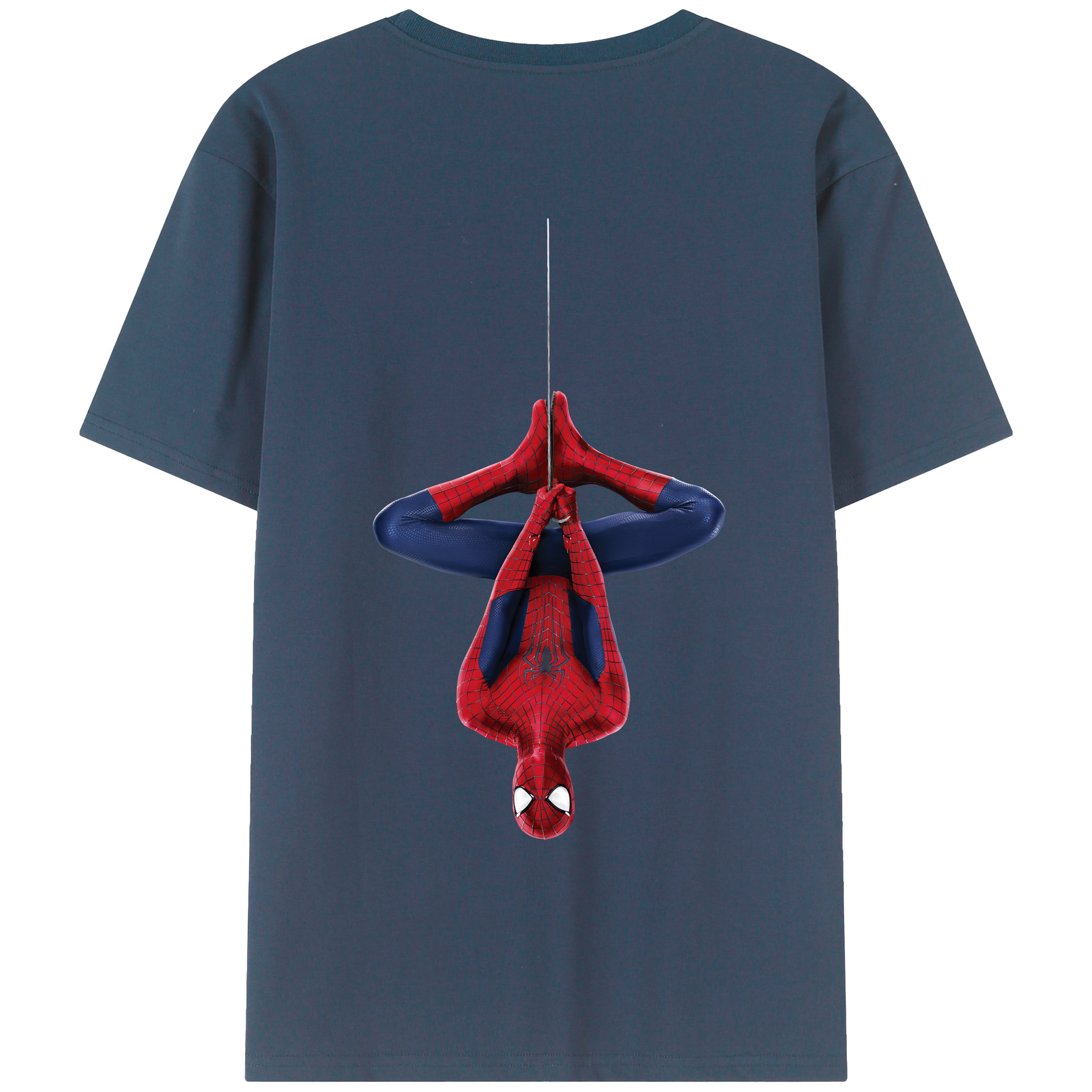 （画像用） Spider Man スパイダーマン 綿100％ メンズ半袖Tシャツ（バックプリント） 通気性