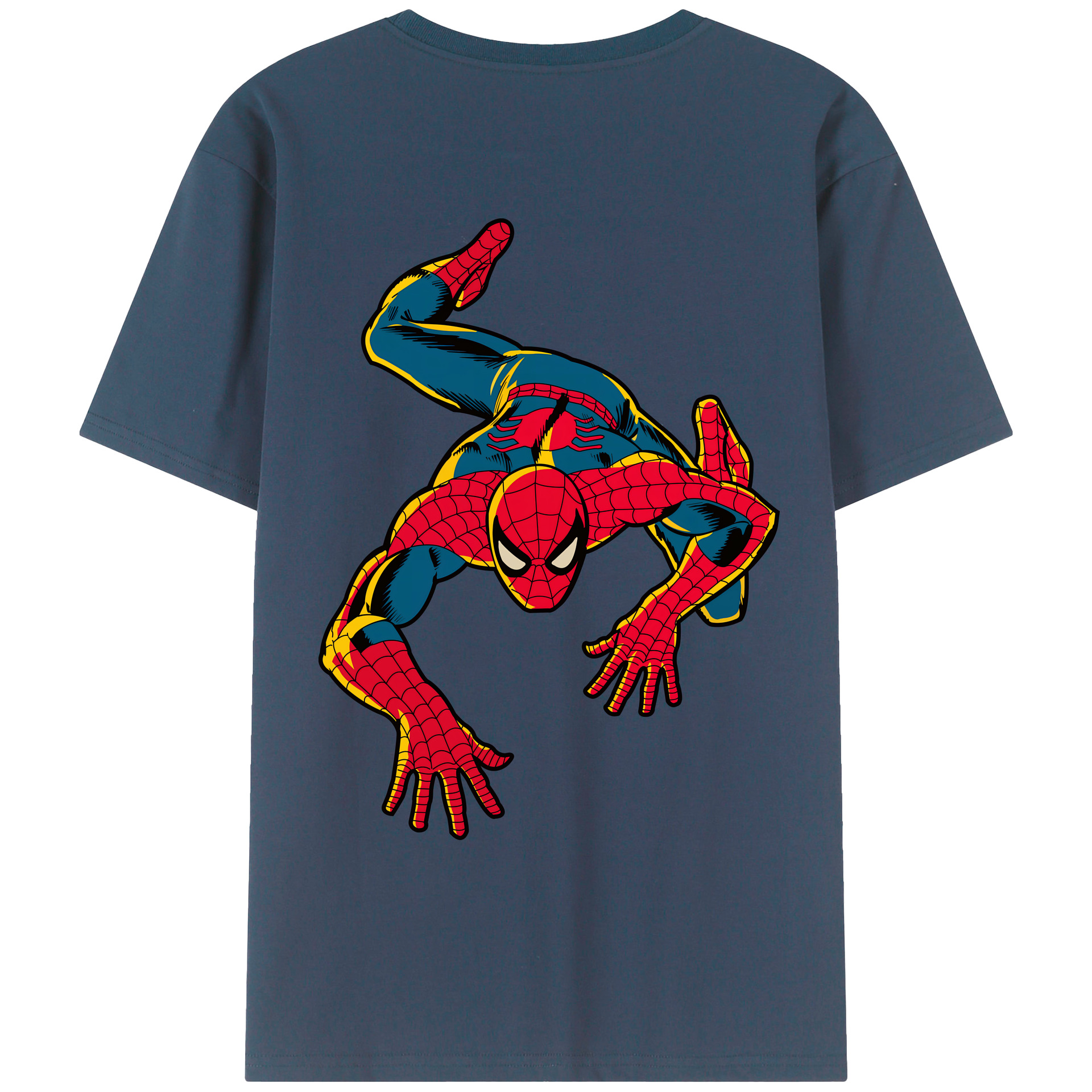 （画像用） Spider Man スパイダーマン 綿100％ メンズ半袖Tシャツ（バックプリント） 通気性