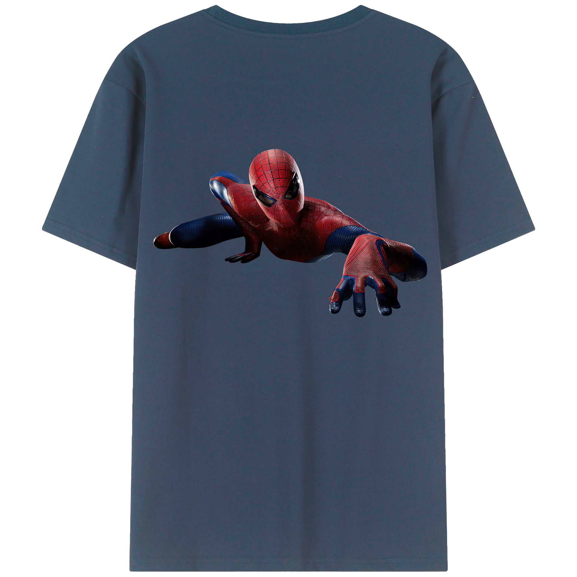 （画像用） Spider Man スパイダーマン 綿100％ メンズ半袖Tシャツ（バックプリント） 通気性