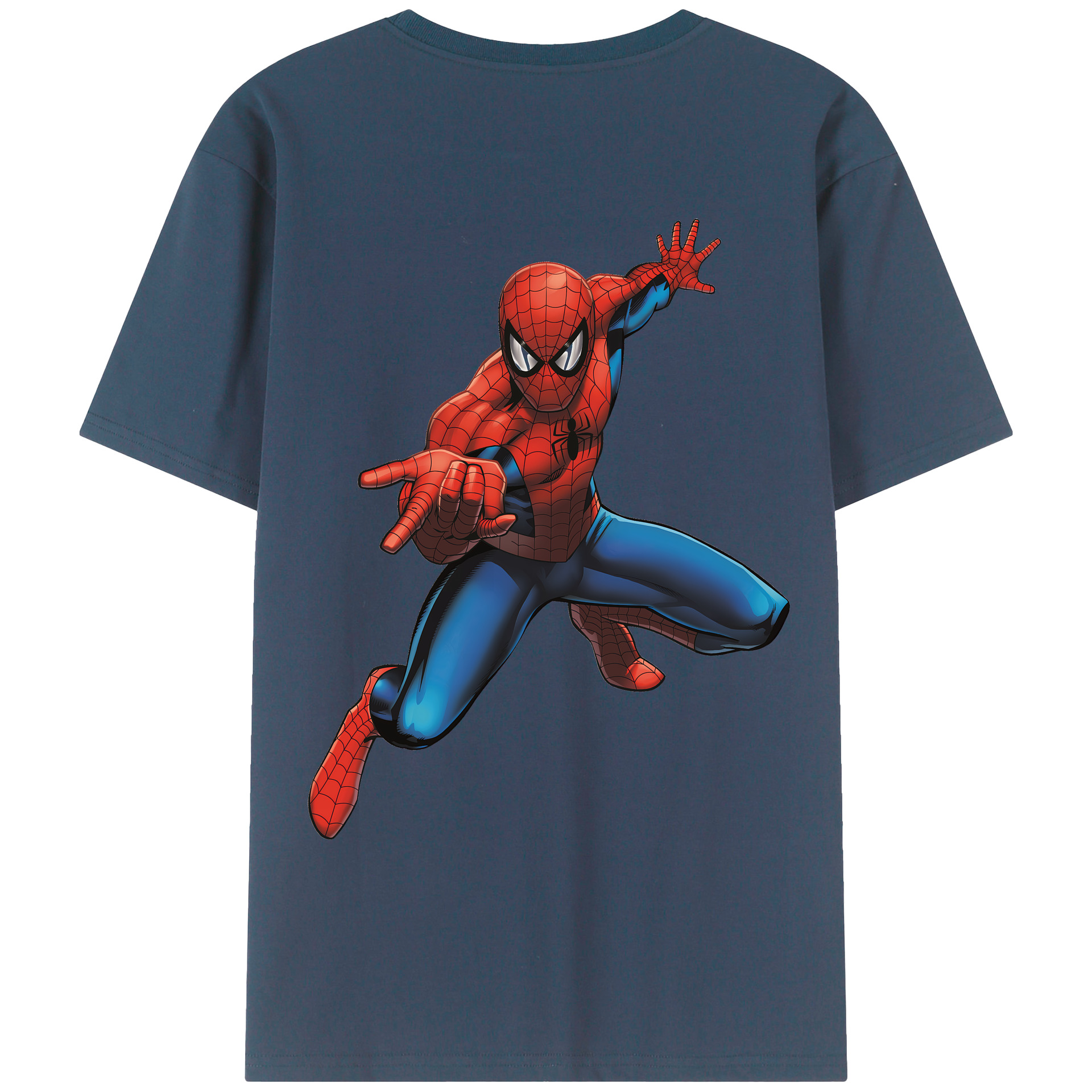 （画像用） Spider Man スパイダーマン 綿100％ メンズ半袖Tシャツ（バックプリント） 通気性