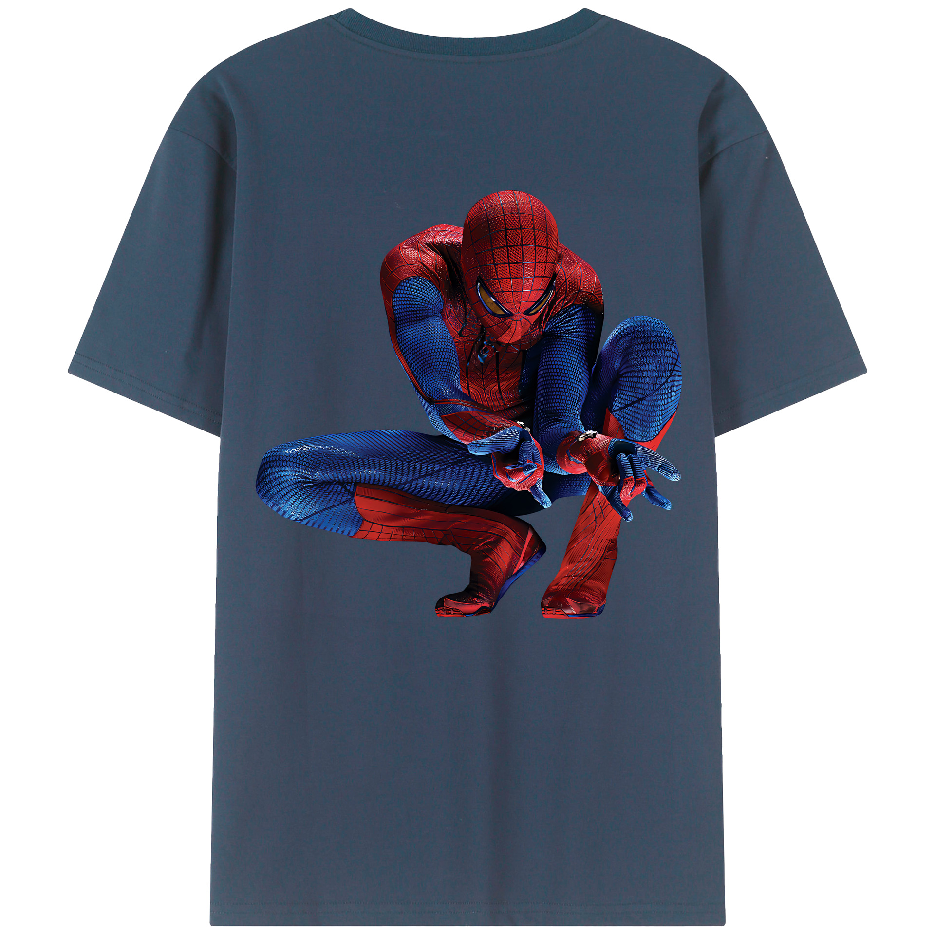 （画像用） Spider Man スパイダーマン 綿100％ メンズ半袖Tシャツ（バックプリント） 通気性