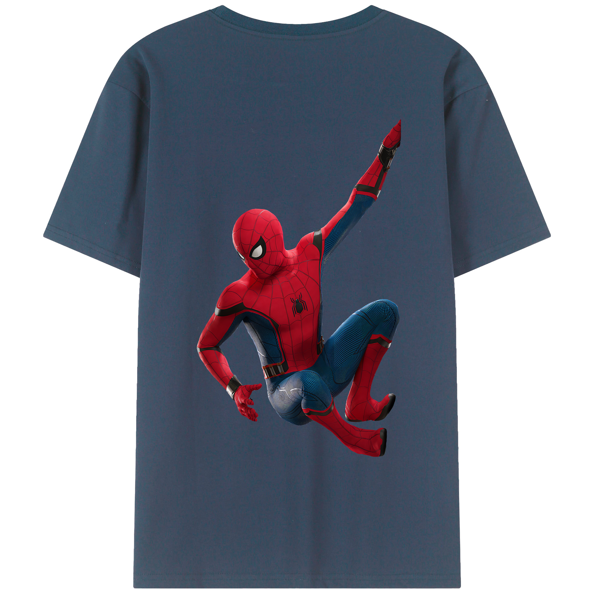 （画像用） Spider Man スパイダーマン 綿100％ メンズ半袖Tシャツ（バックプリント） 通気性