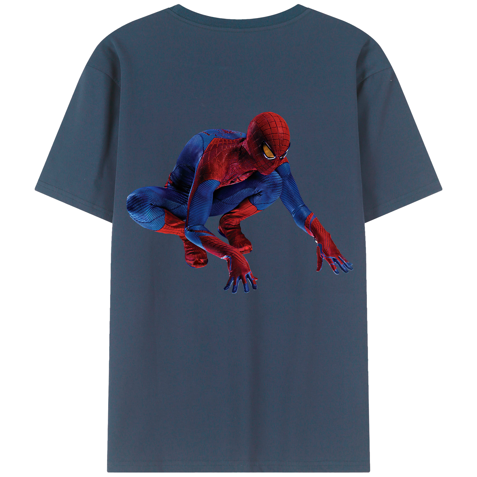 （画像用） Spider Man スパイダーマン 綿100％ メンズ半袖Tシャツ（バックプリント） 通気性