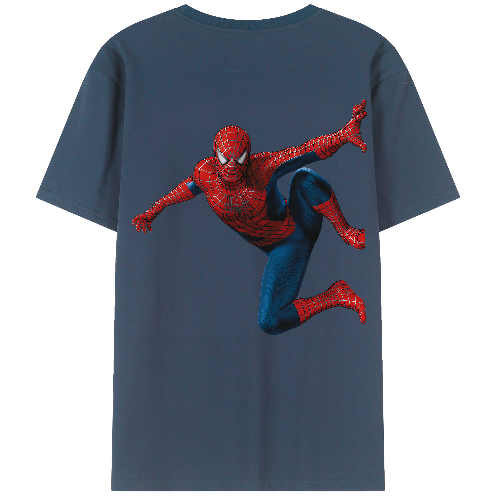 （画像用） Spider Man スパイダーマン 綿100％ メンズ半袖Tシャツ（バックプリント） 通気性