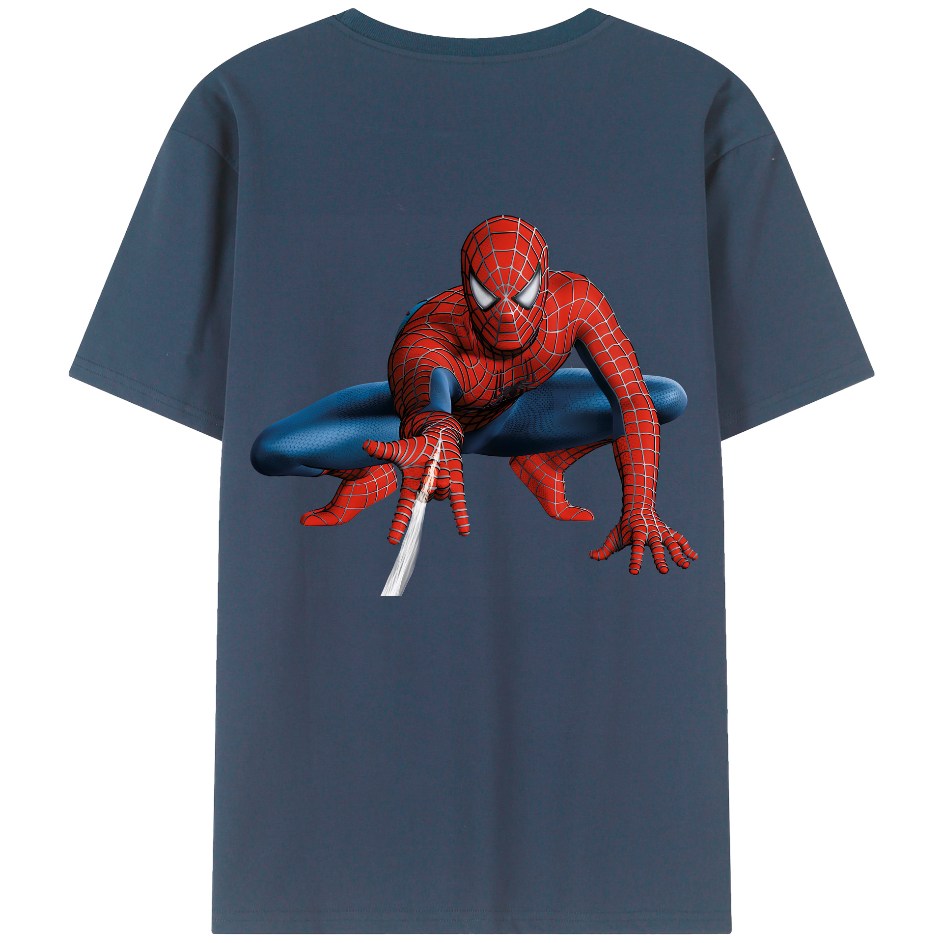 （画像用） Spider Man スパイダーマン 綿100％ メンズ半袖Tシャツ（バックプリント） 通気性