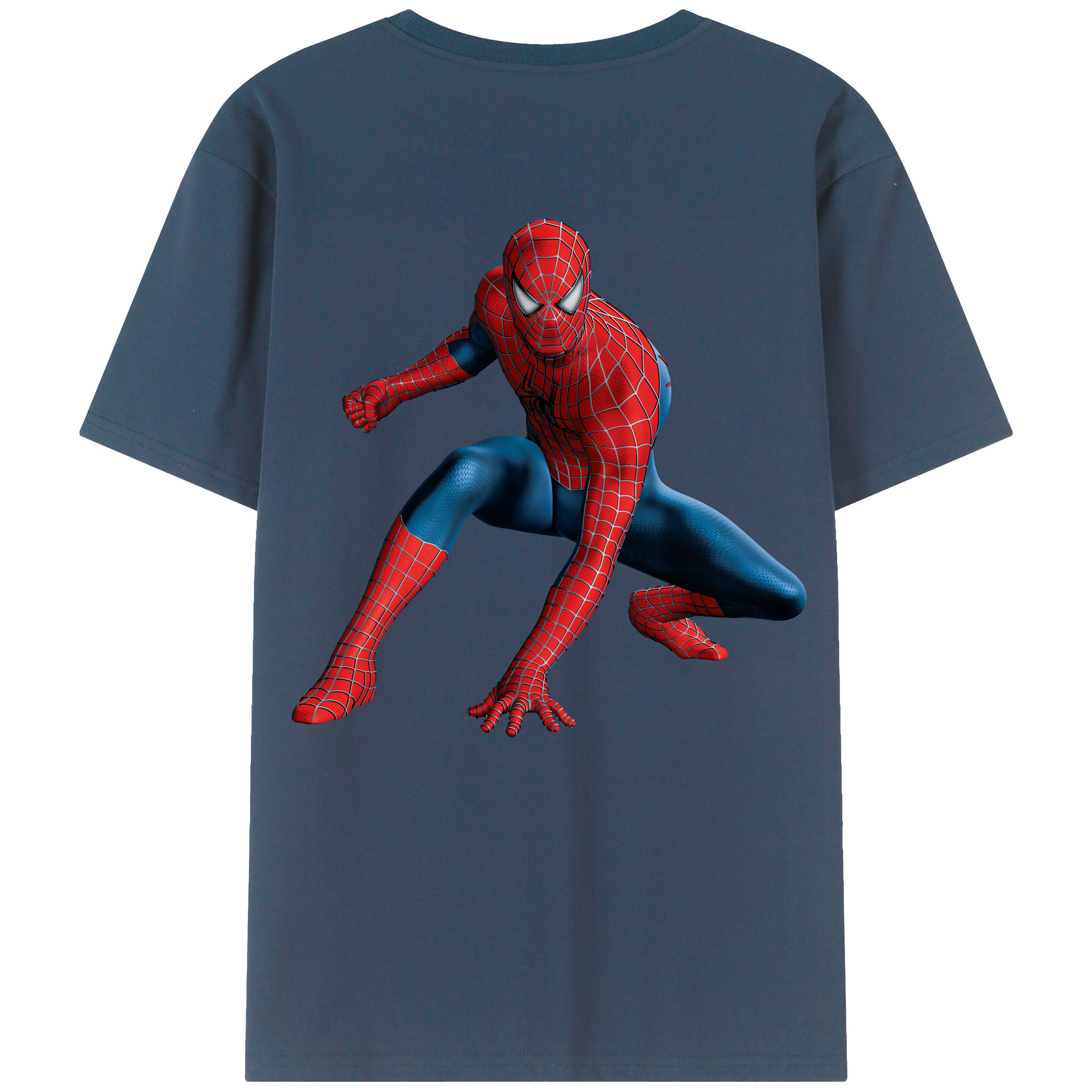 （画像用） Spider Man スパイダーマン 綿100％ メンズ半袖Tシャツ（バックプリント） 通気性