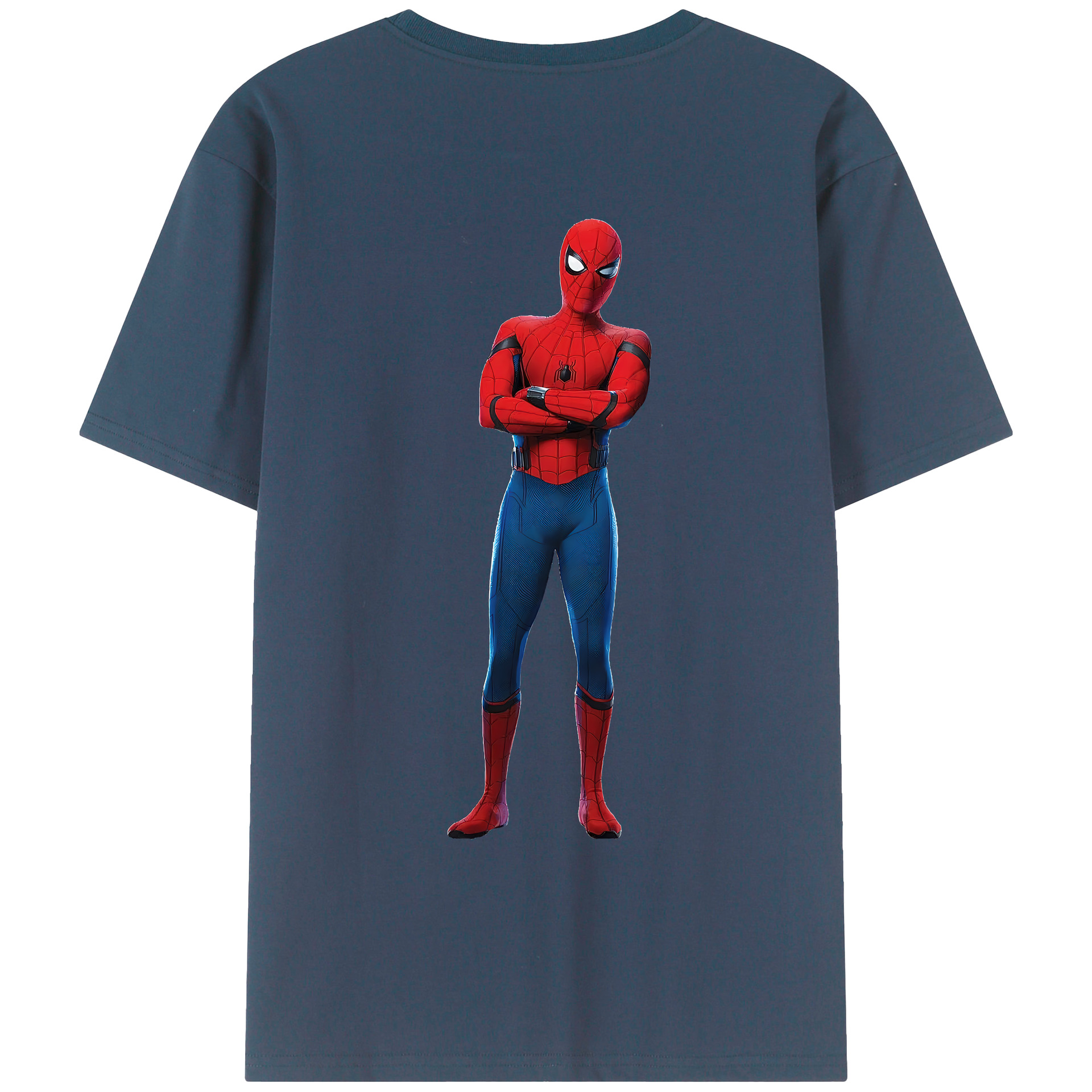 （画像用） Spider Man スパイダーマン 綿100％ メンズ半袖Tシャツ（バックプリント） 通気性