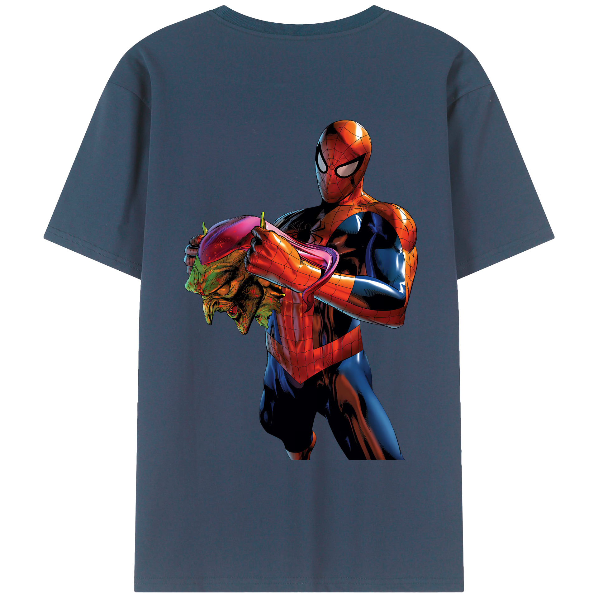 （画像用） Spider Man スパイダーマン 綿100％ メンズ半袖Tシャツ（バックプリント） 通気性