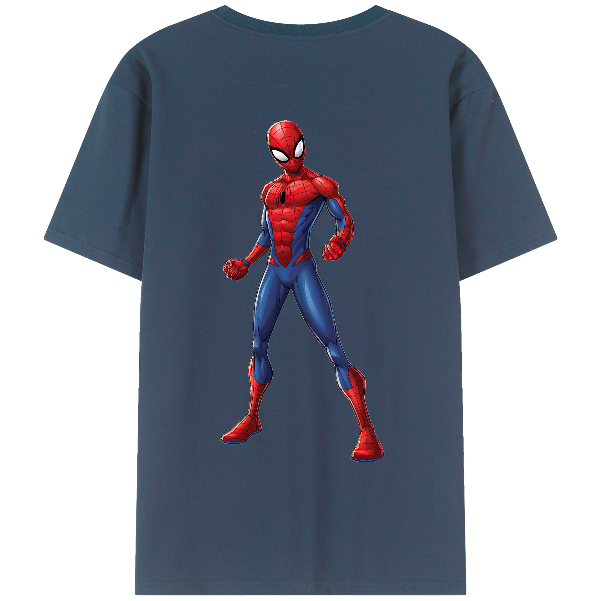 （画像用） Spider Man スパイダーマン 綿100％ メンズ半袖Tシャツ（バックプリント） 通気性