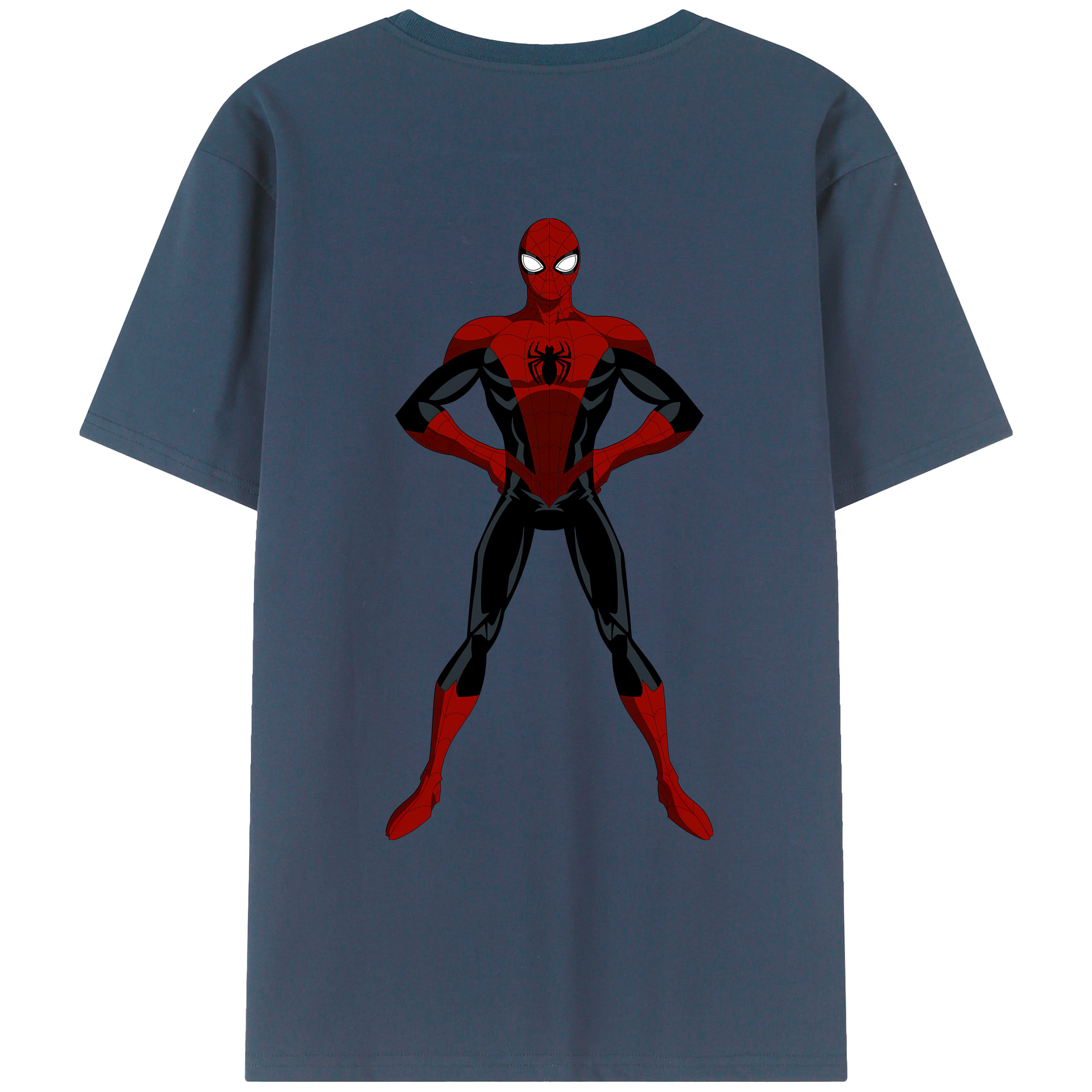 （画像用） Spider Man スパイダーマン 綿100％ メンズ半袖Tシャツ（バックプリント） 通気性