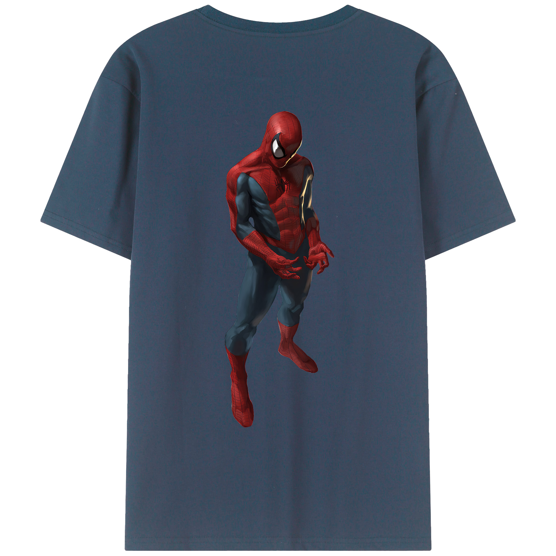 （画像用） Spider Man スパイダーマン 綿100％ メンズ半袖Tシャツ（バックプリント） 通気性