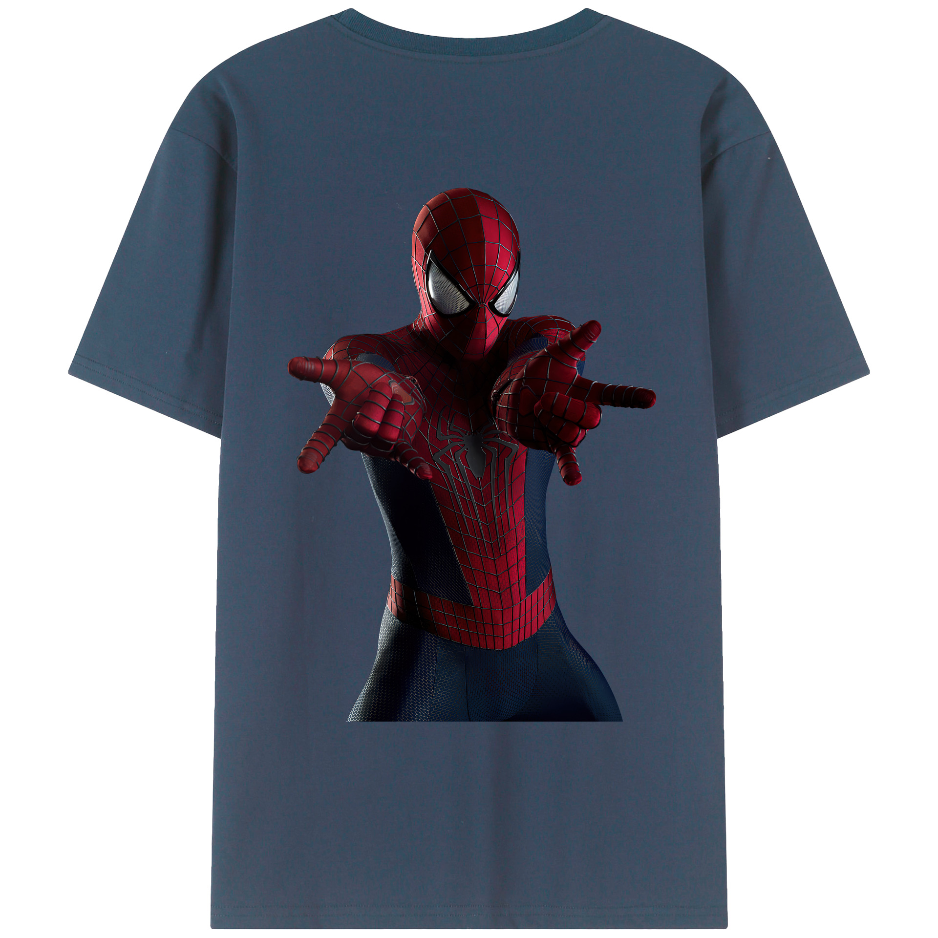 （画像用） Spider Man スパイダーマン 綿100％ メンズ半袖Tシャツ（バックプリント） 通気性