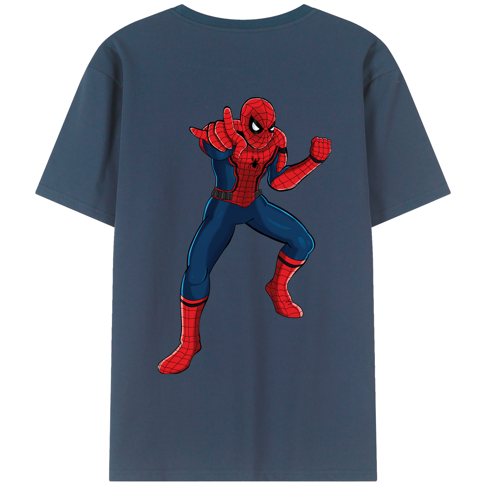 （画像用） Spider Man スパイダーマン 綿100％ メンズ半袖Tシャツ（バックプリント） 通気性