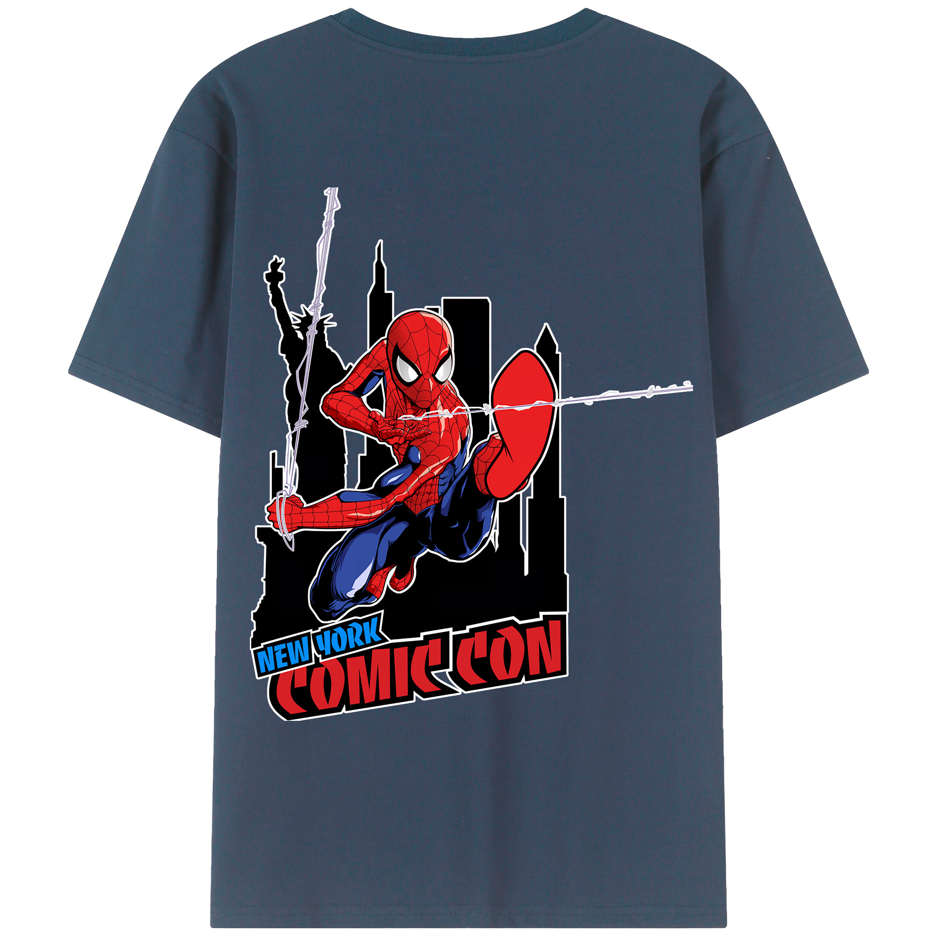（画像用） Spider Man スパイダーマン 綿100％ メンズ半袖Tシャツ（バックプリント） 通気性