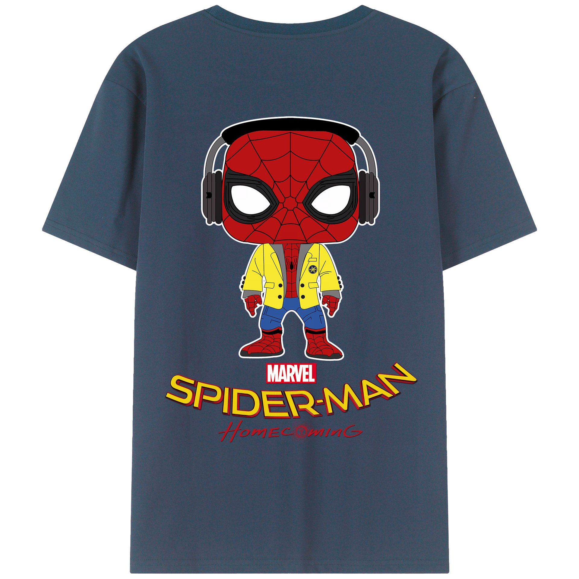 （画像用） Spider Man スパイダーマン 綿100％ メンズ半袖Tシャツ（バックプリント） 通気性