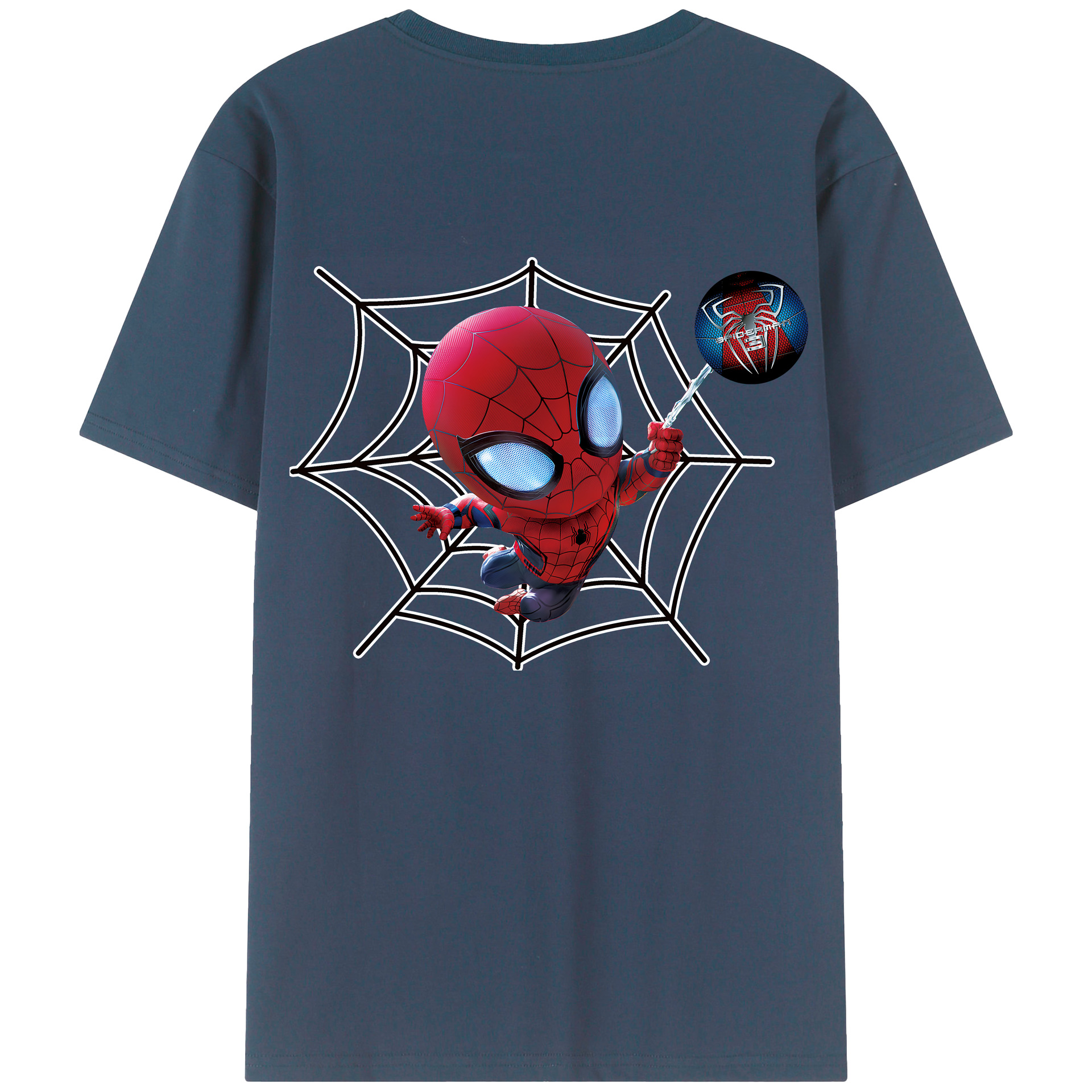 （画像用） Spider Man スパイダーマン 綿100％ メンズ半袖Tシャツ（バックプリント） 通気性