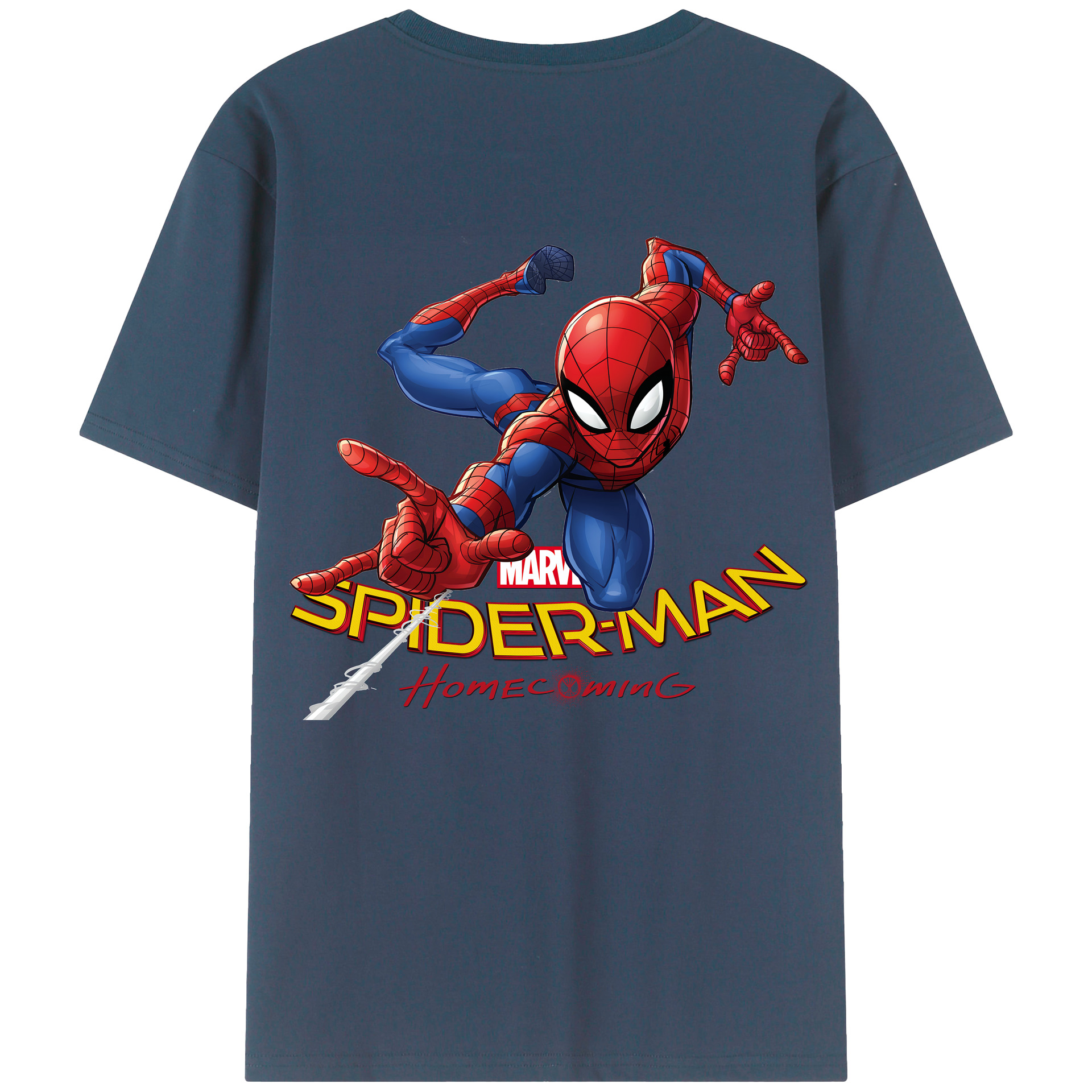 （画像用） Spider Man スパイダーマン 綿100％ メンズ半袖Tシャツ（バックプリント） 通気性