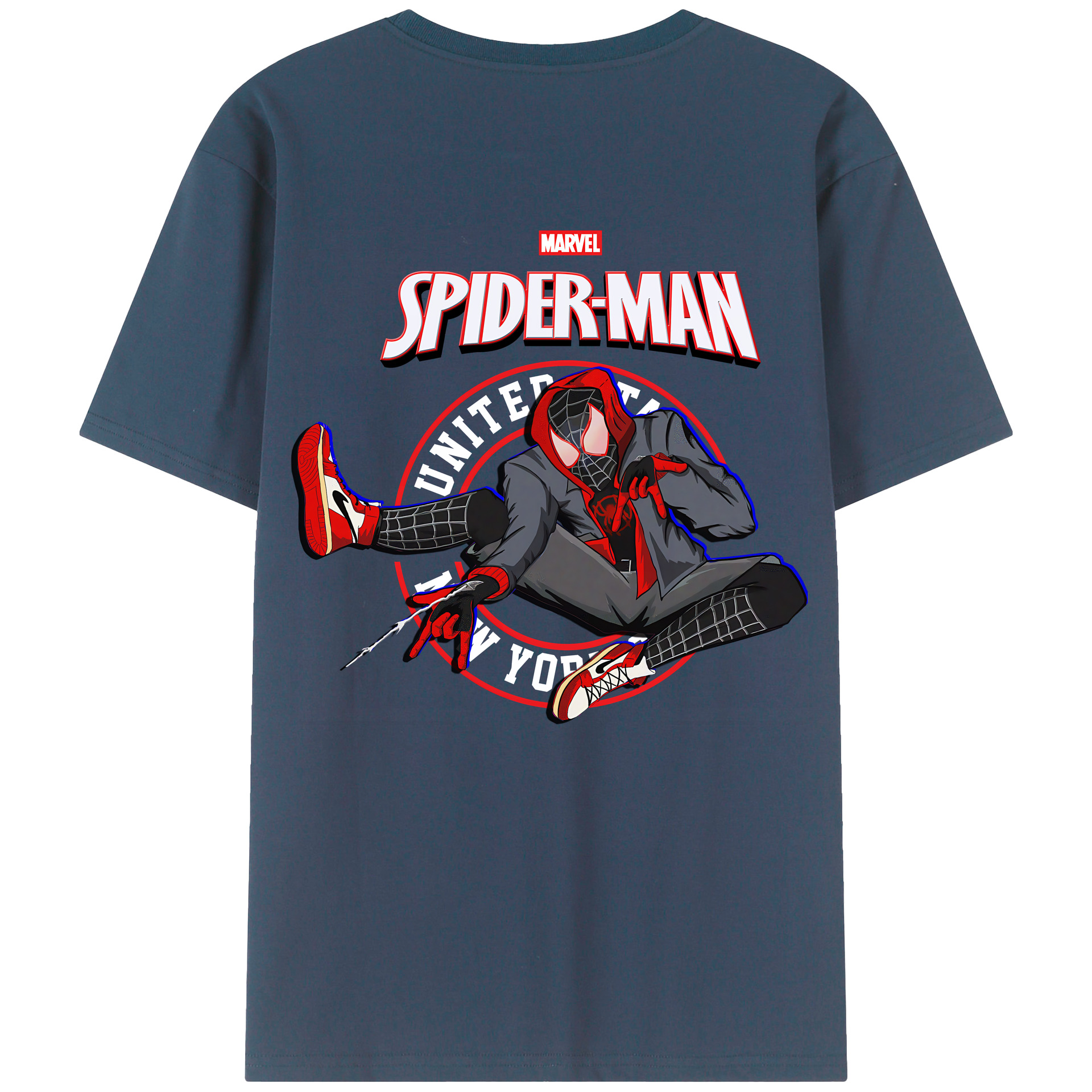 （画像用） Spider Man スパイダーマン 綿100％ メンズ半袖Tシャツ（バックプリント） 通気性