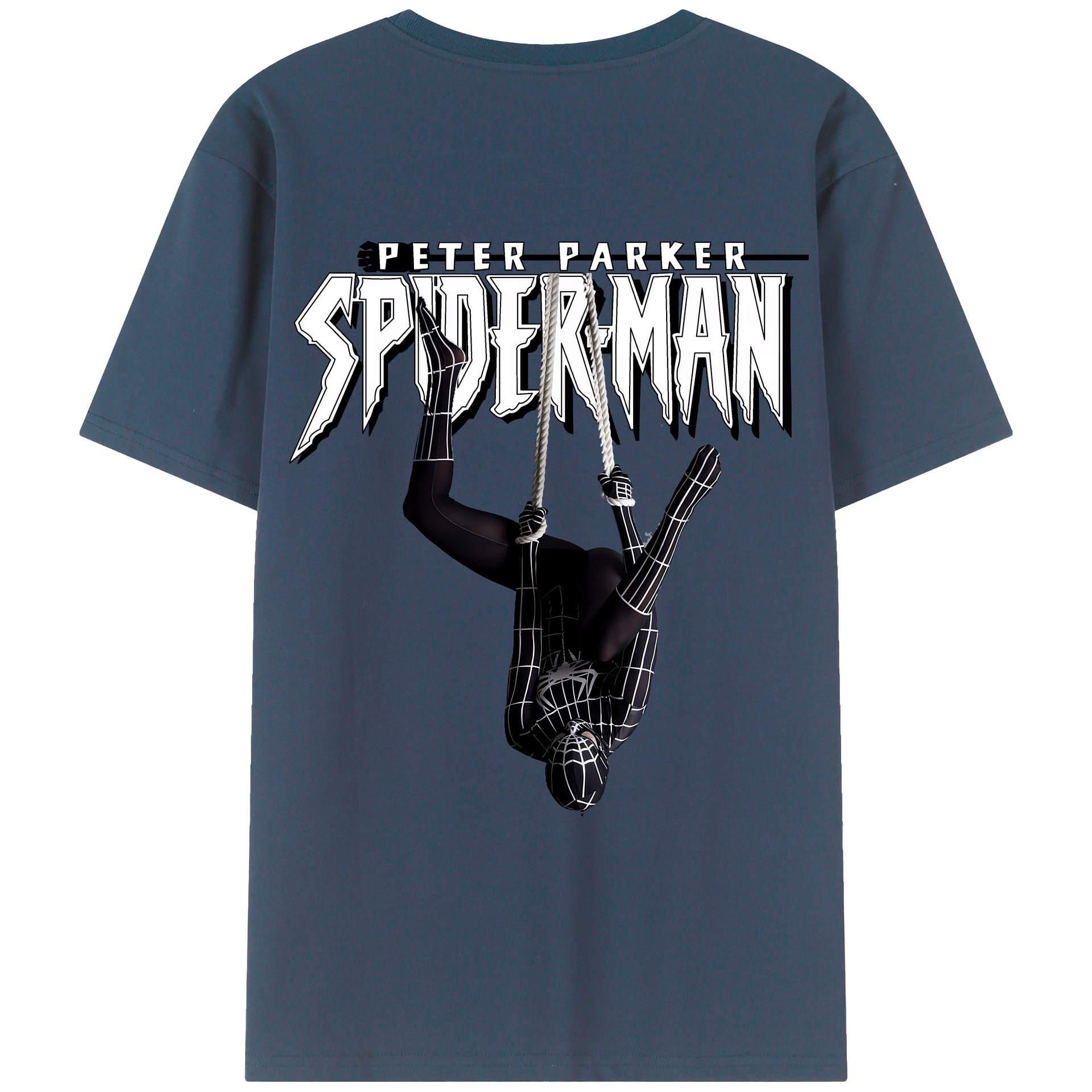 （画像用） Spider Man スパイダーマン 綿100％ メンズ半袖Tシャツ（バックプリント） 通気性