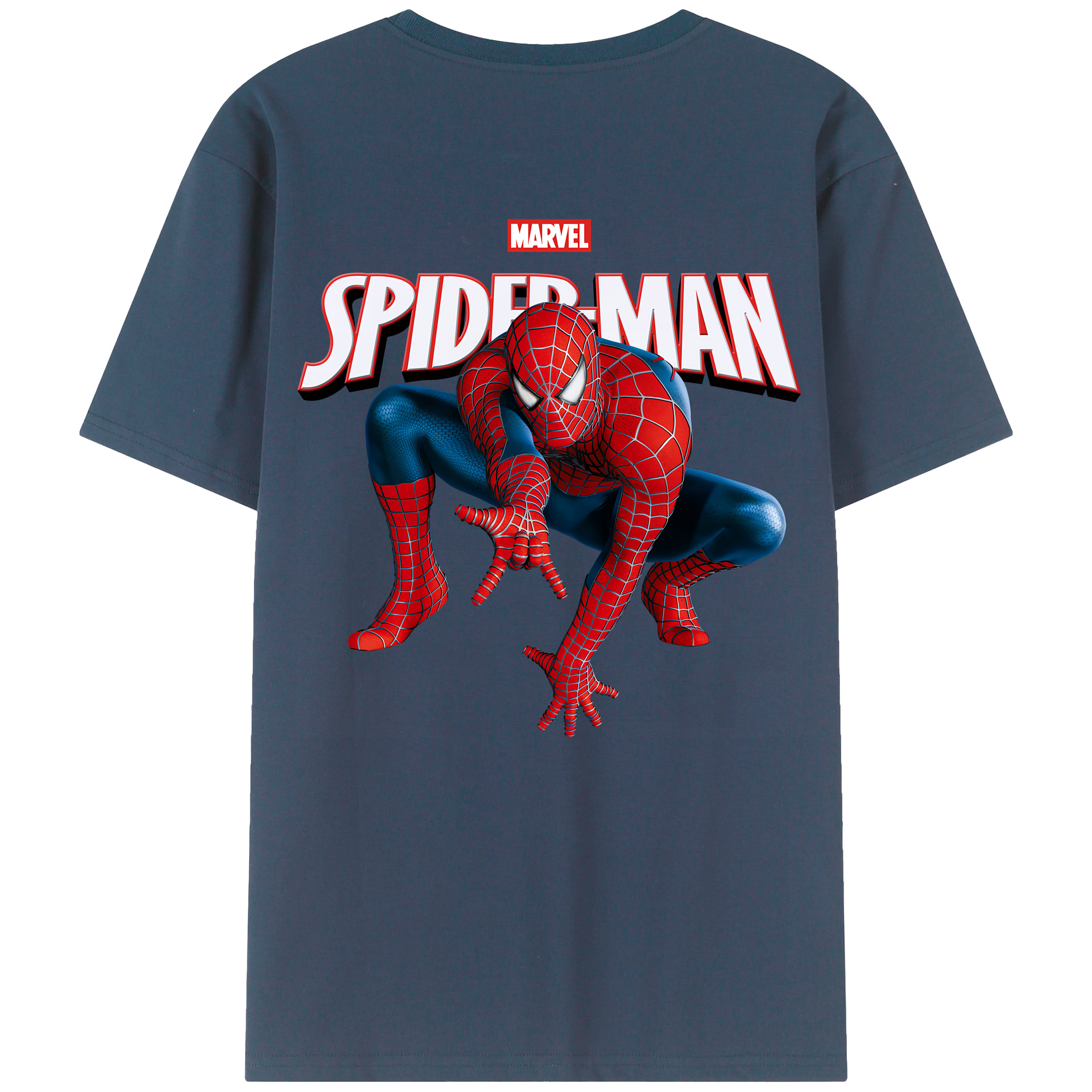 （画像用） Spider Man スパイダーマン 綿100％ メンズ半袖Tシャツ（バックプリント） 通気性