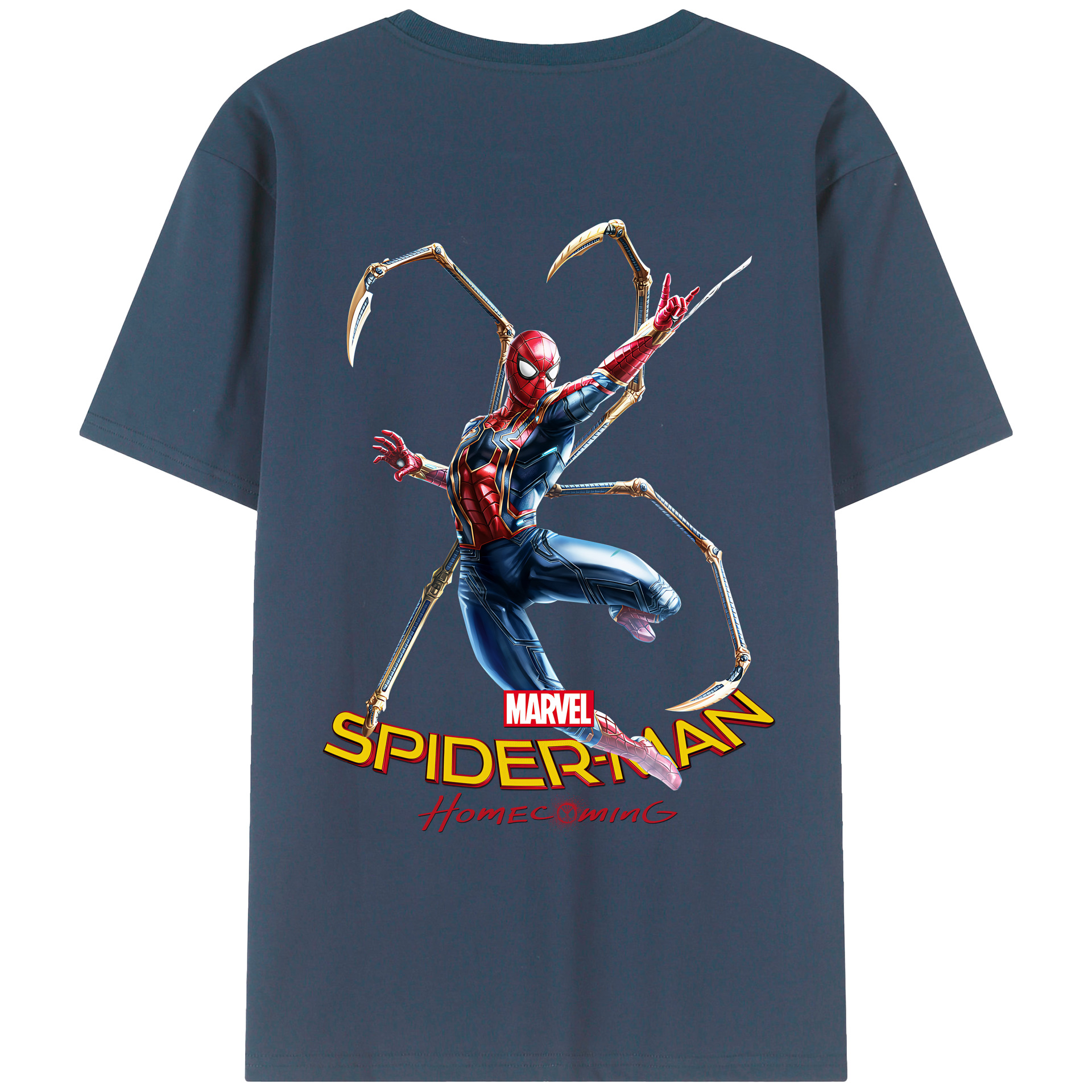 （画像用） Spider Man スパイダーマン 綿100％ メンズ半袖Tシャツ（バックプリント） 通気性