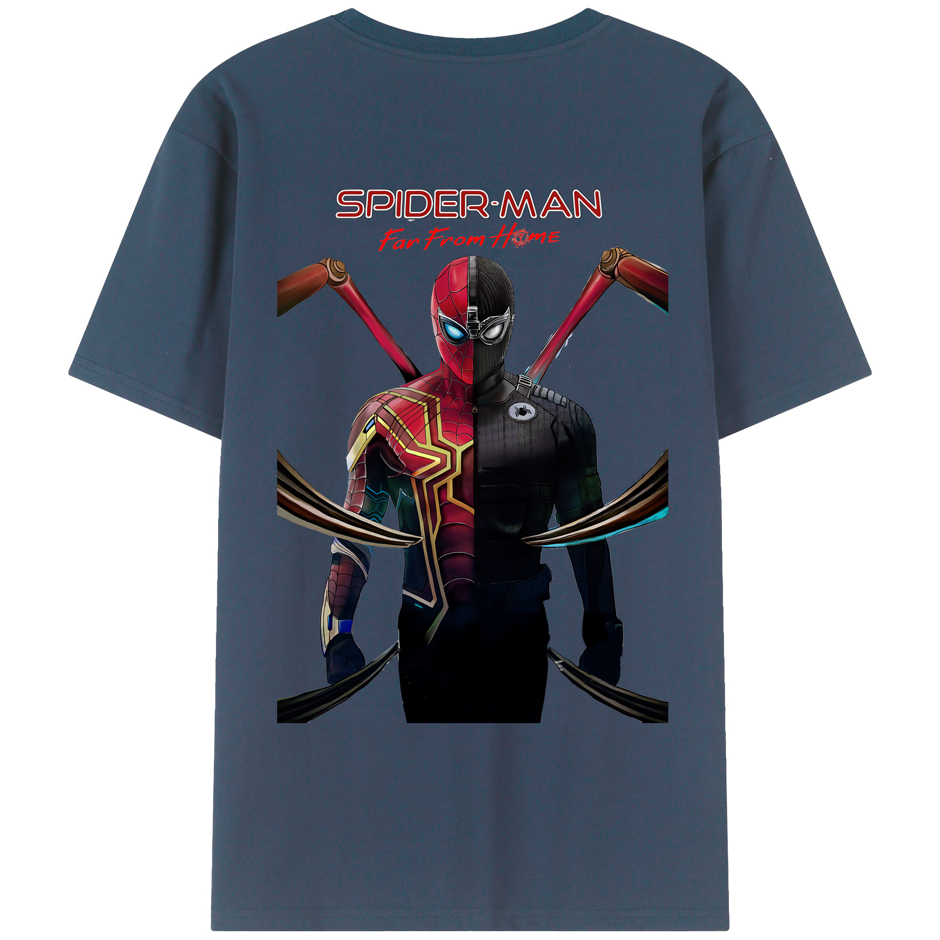 （画像用） Spider Man スパイダーマン 綿100％ メンズ半袖Tシャツ（バックプリント） 通気性